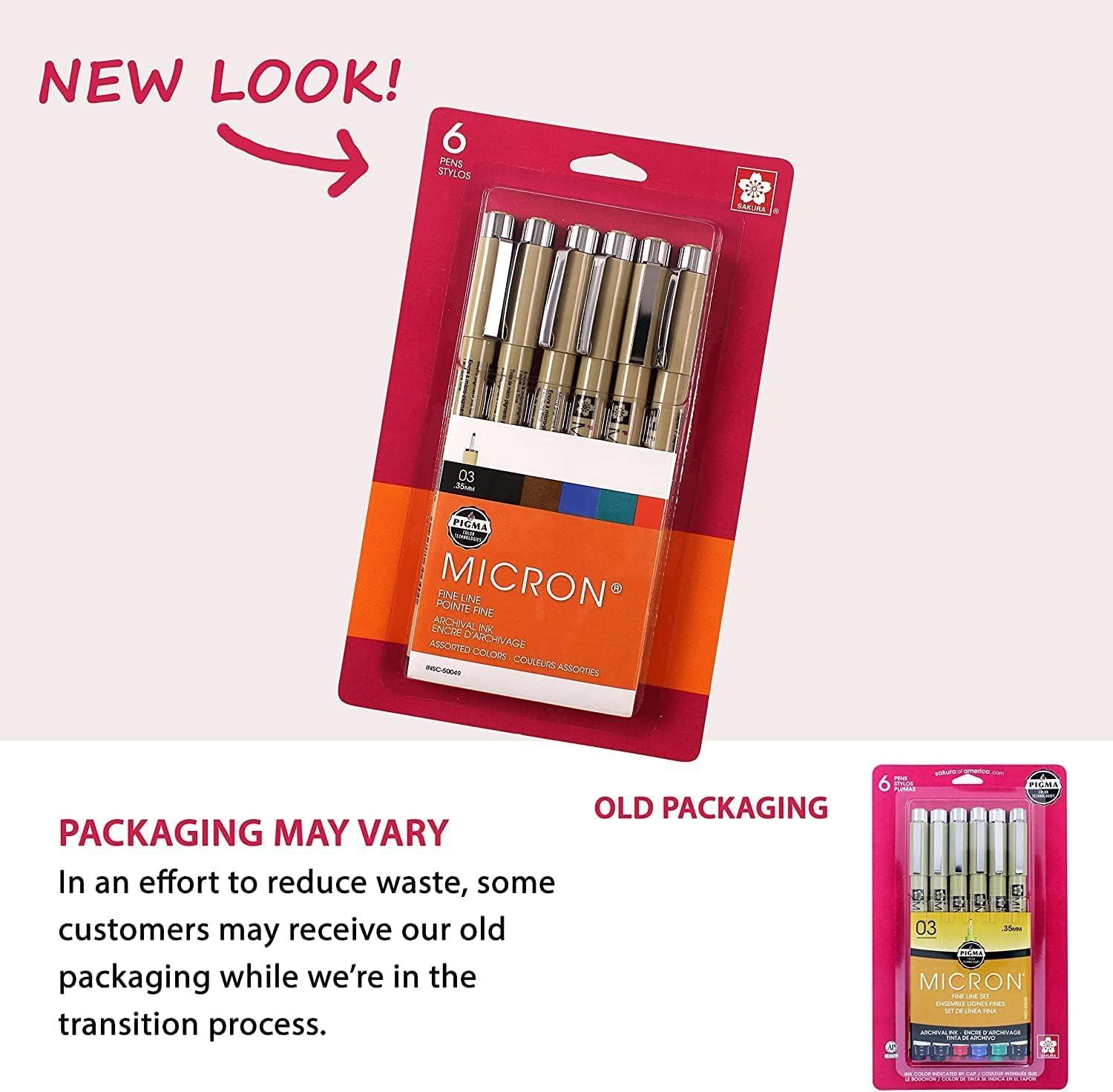 SAKURA Pigma Micron Fineliner Pens, 03 Tip Size, Archival Ass’t Colors, 6 PK 50049(03 Tip) - view 8