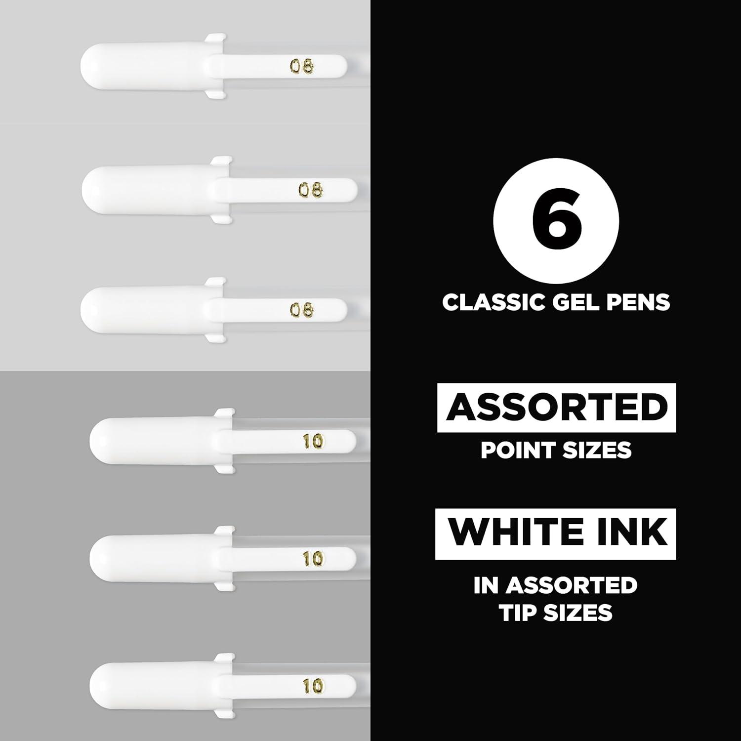 SAKURA Gelly Roll Classic Gel Pens, Opaque White Ink, Ass’t Tips 05/08/10, 6 PK 57461(1 Count (Pack of 6))