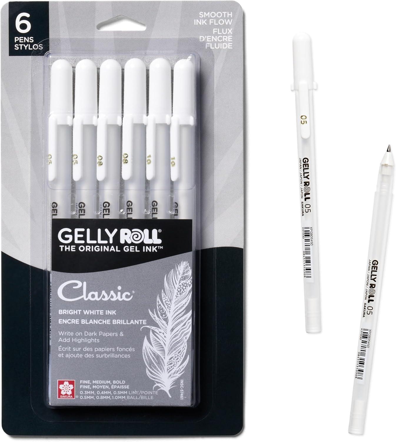 SAKURA Gelly Roll Classic Gel Pens, Opaque White Ink, Ass’t Tips 05/08/10, 6 PK 57461(1 Count (Pack of 6)) - view 6