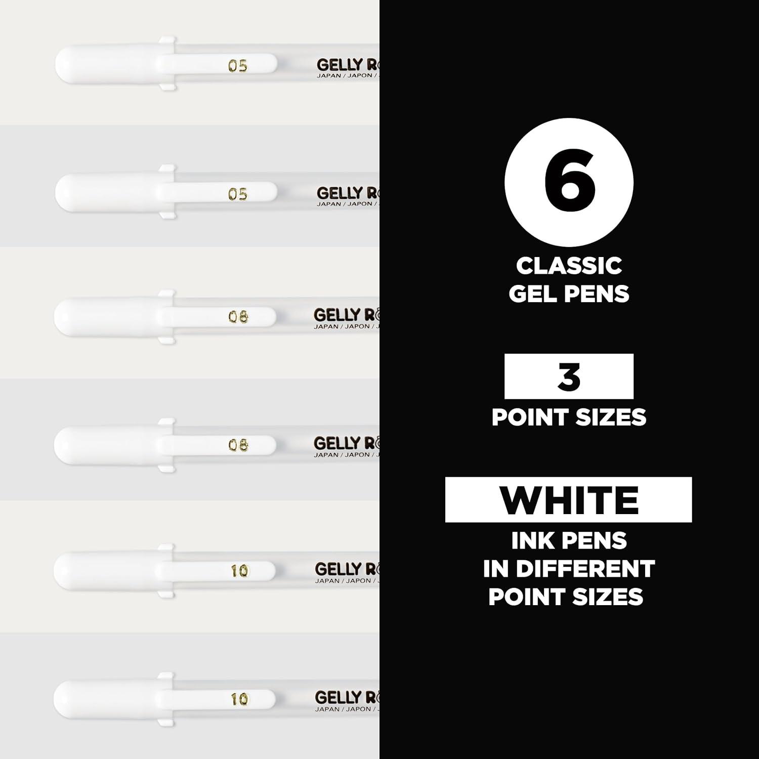 SAKURA Gelly Roll Classic Gel Pens, Opaque White Ink, Ass’t Tips 05/08/10, 6 PK 57461(1 Count (Pack of 6)) - view 7