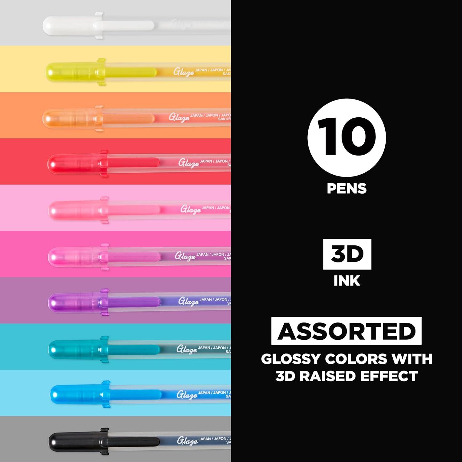 SAKURA Souffle Pastel Color 3-Dimensional Opaque Ink Pens, 10 Pen Set 58350(Glaze)