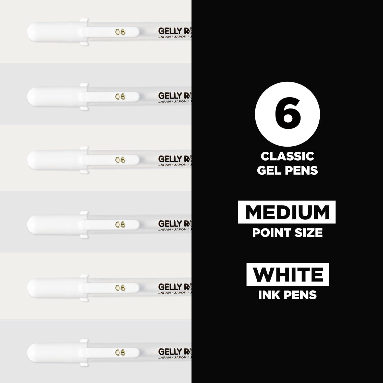SAKURA 57488 Gelly Roll Classic 08 (Medium Pt.), 6PK Pen, White