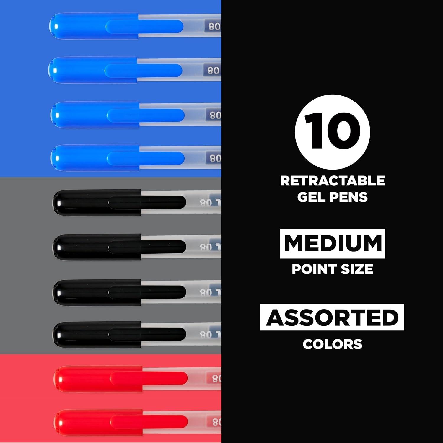 SAKURA Gelly Roll Retractable Gel Pens Colored – Metallic Gel Pens – 08 Medium Point Ink Pen for Journaling, Art, Calligraphy, or Drawing – Assorted Colored Ink – 10 Pens(1 Count (Pack of 10))