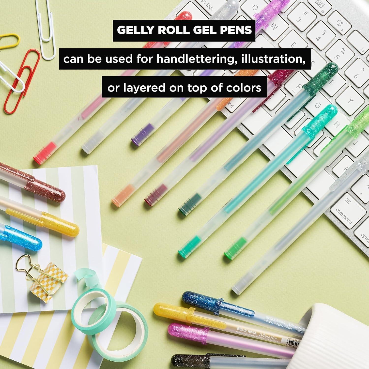 SAKURA Gelly Roll Metallic Gel Pens – Pens For Scrapbook, Journals or Drawing – Art Gifts, Holiday Gifts & DIY Projects – Colored Metallic Ink – Medium Line – 10 Pack(Metallic Gold) - view 3