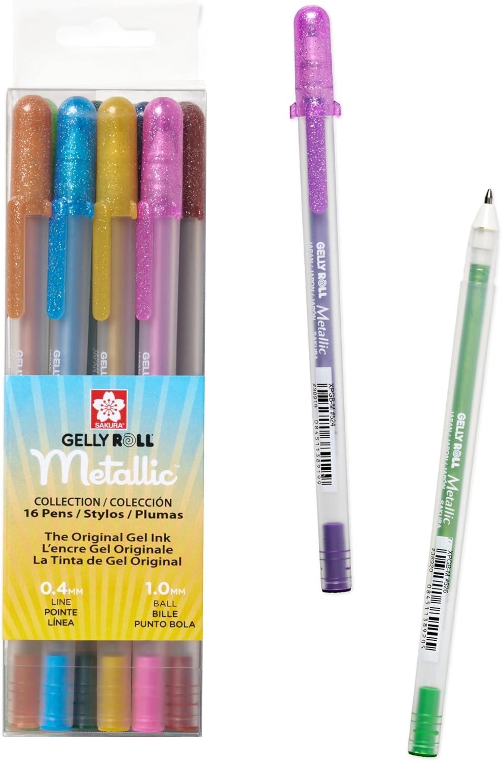 SAKURA Gelly Roll Metallic Gel Pens – Pens For Scrapbook, Journals or Drawing – Art Gifts, Holiday Gifts & DIY Projects – Colored Metallic Ink – Medium Line – 10 Pack(Metallic Gold) - view 6