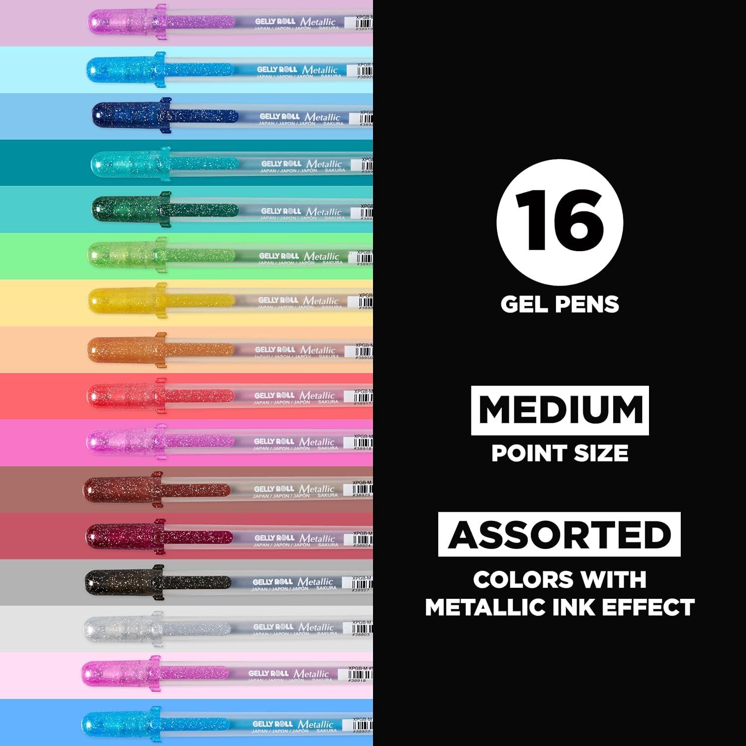 SAKURA Gelly Roll Metallic Gel Pens – Pens For Scrapbook, Journals or Drawing – Art Gifts, Holiday Gifts & DIY Projects – Colored Metallic Ink – Medium Line – 10 Pack(Metallic Gold) - view 7