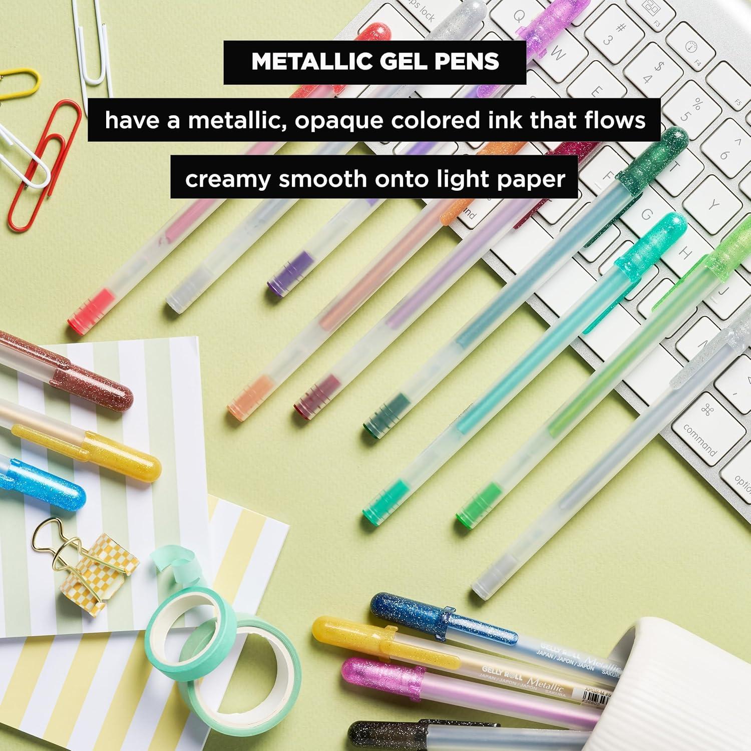 SAKURA Gelly Roll Metallic Gel Pens – Pens For Scrapbook, Journals or Drawing – Art Gifts, Holiday Gifts & DIY Projects – Colored Metallic Ink – Medium Line – 10 Pack(Multi Colored Metallic) - view 3