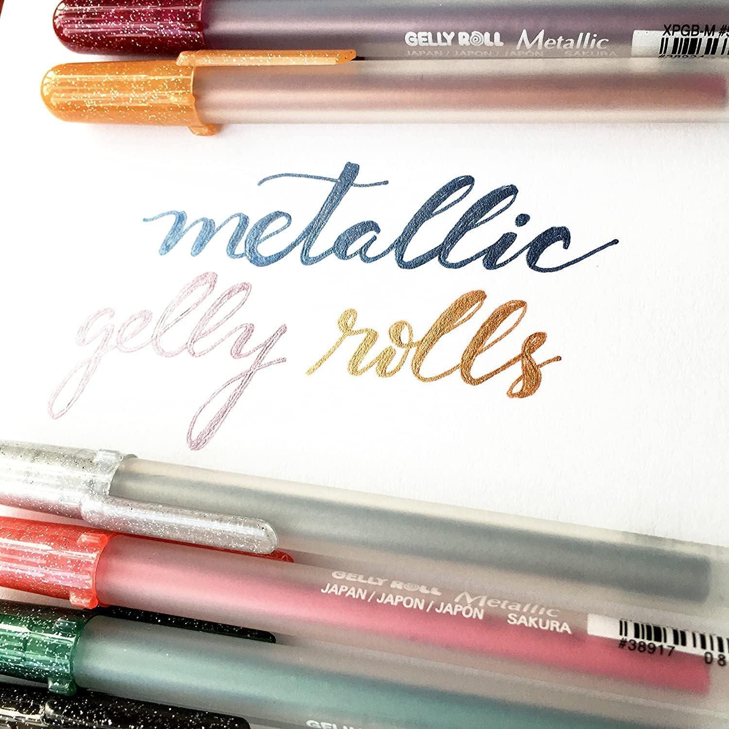 SAKURA Gelly Roll Metallic Gel Pens – Pens For Scrapbook, Journals or Drawing – Art Gifts, Holiday Gifts & DIY Projects – Colored Metallic Ink – Medium Line – 10 Pack(Multi Colored Metallic) - view 6