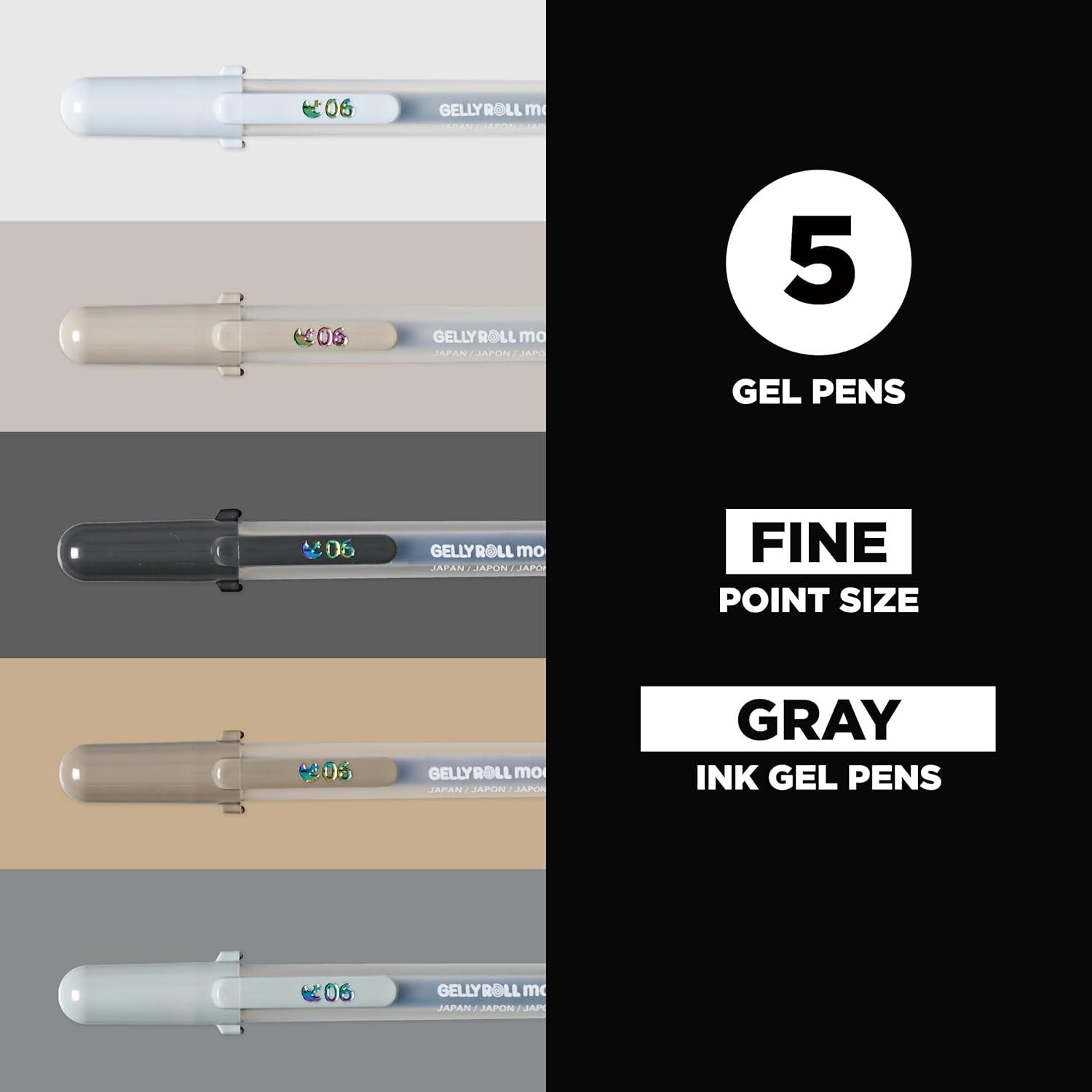 SAKURA Gelly Roll Moonlight 25 Pack, 06 Fine point, Bright Opaque Ink Gel Pens, Creamy Smooth Ink, Writes on Dark Paper(Gray)
