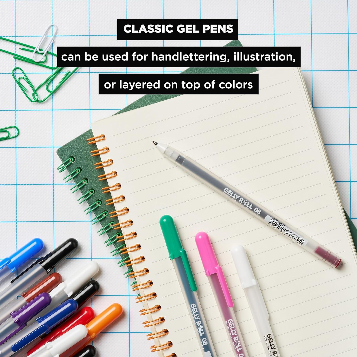 SAKURA Gelly Roll Classic Gel Pens, Opaque White Ink, Ass’t Tips 05/08/10, 6 PK 57461(6 Count (Pack of 1)) - view 3