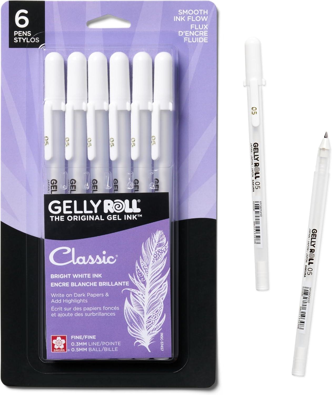 SAKURA Gelly Roll Classic Gel Pens, Opaque White Ink, Ass’t Tips 05/08/10, 6 PK 57461(6 Count (Pack of 1)) - view 6