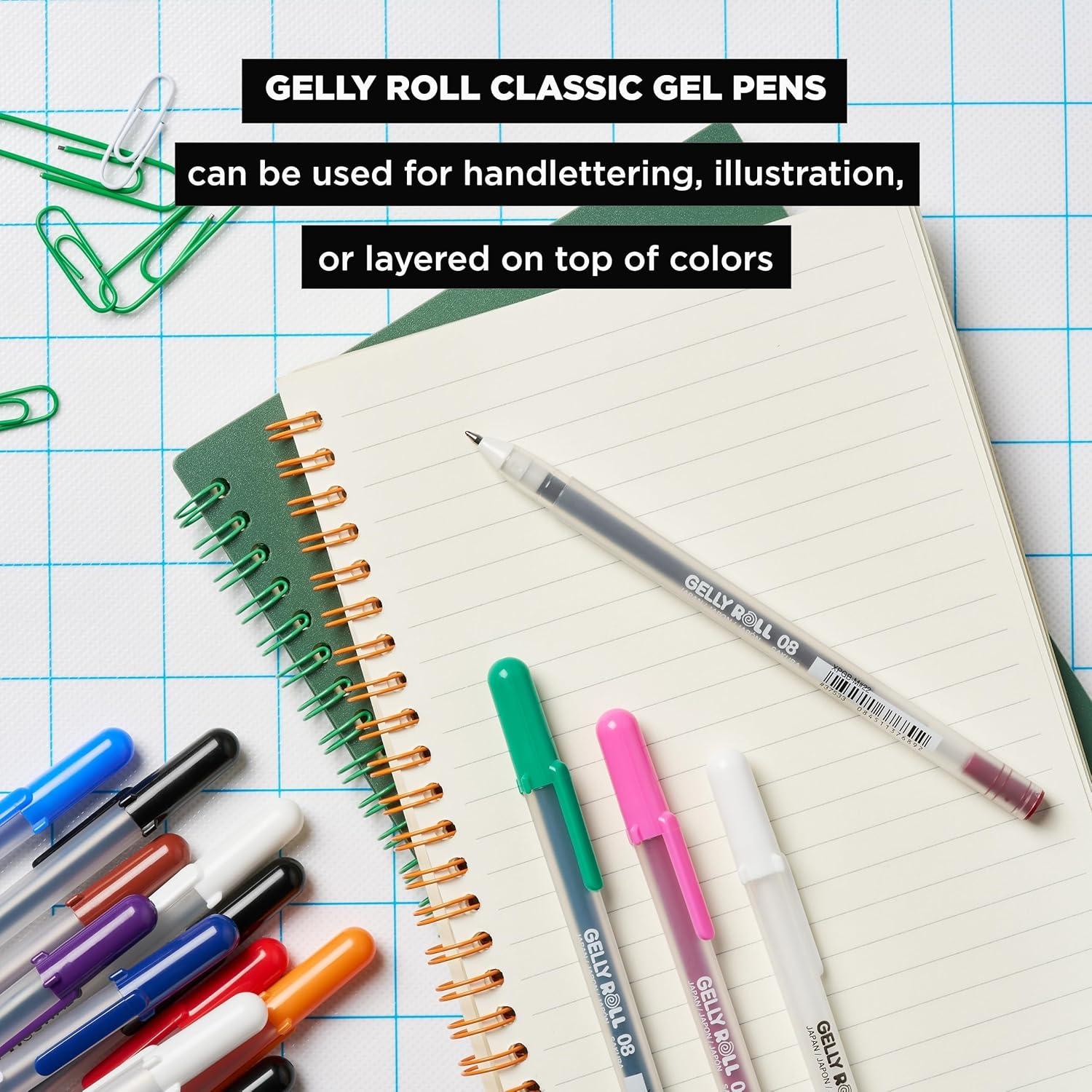 SAKURA Gelly Roll Classic Gel Pens, Opaque White Ink, Ass’t Tips 05/08/10, 6 PK 57461(6 Count (Pack of 1)) - view 8