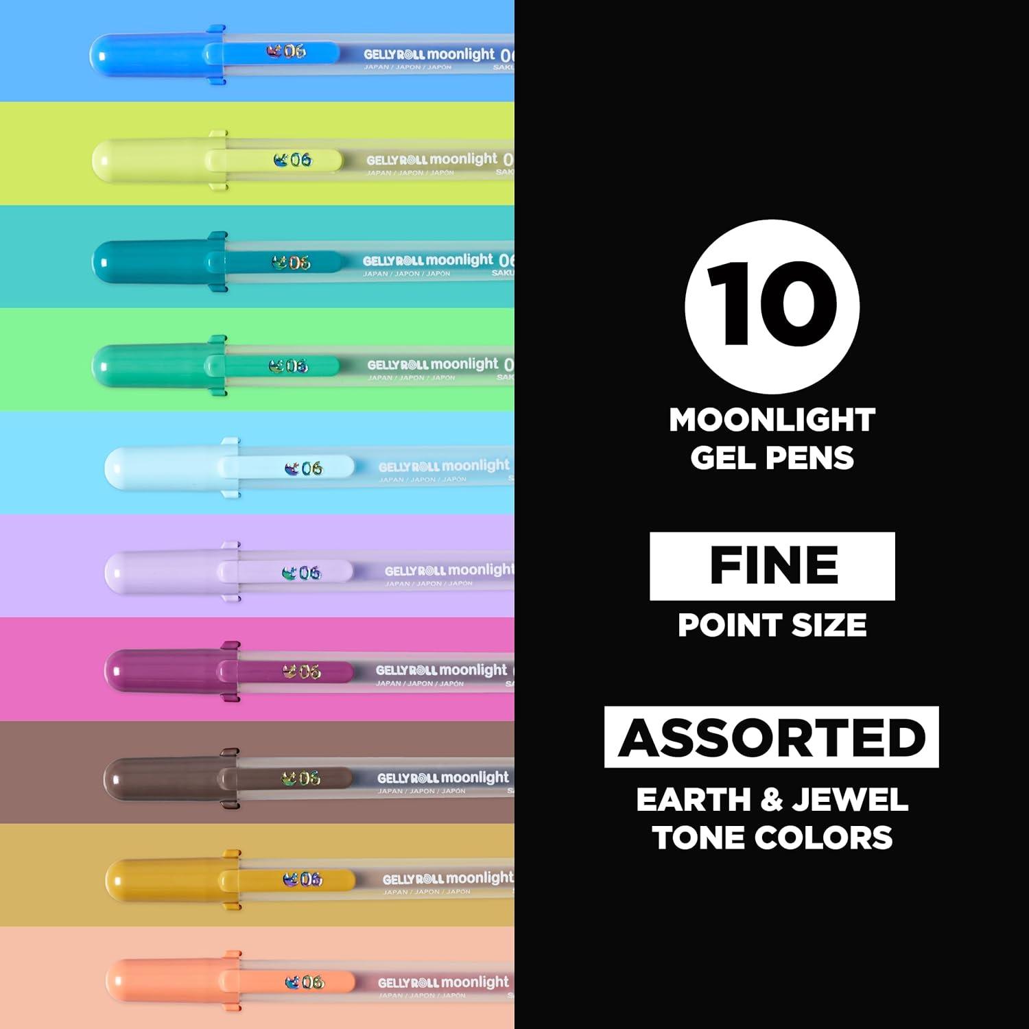 SAKURA Gelly Roll Moonlight 25 Pack, 06 Fine point, Bright Opaque Ink Gel Pens, Creamy Smooth Ink, Writes on Dark Paper(Moonlight)