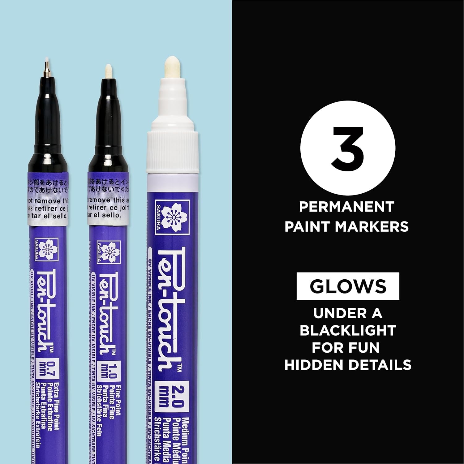 SAKURA Pen-touch UV Paint Markers, Ass’t Tips, 3 PK #42000 - view 2