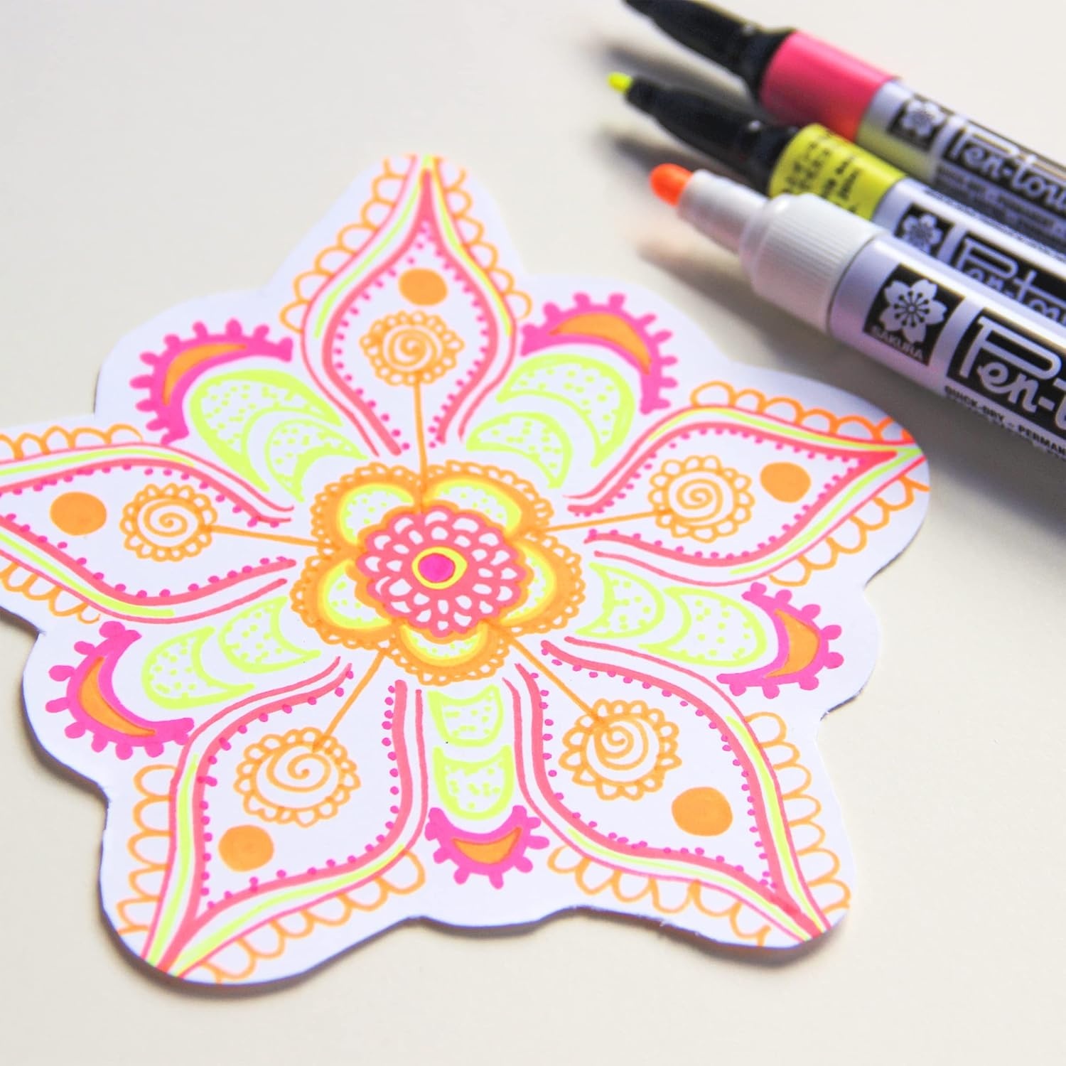 SAKURA Pen-touch Fluorescent Paint Markers, Extra Fine Tip, 4 PK #42192