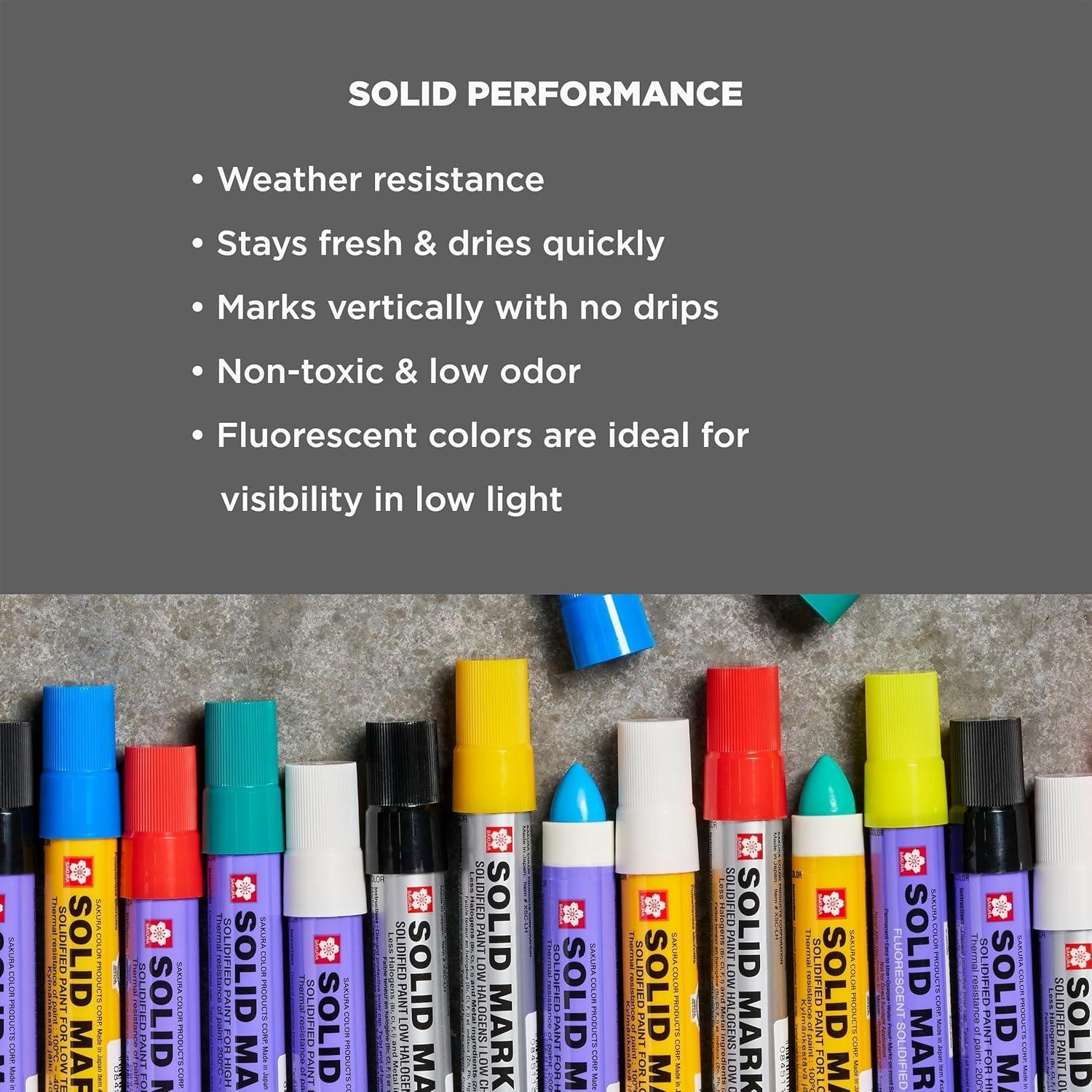 Sakura Solid Paint Markers – Permanent Marker Paint Pens – Window, Wood, & Glass Marker – White Paint – 12 Pack(Fluorescent Lemon) - view 3