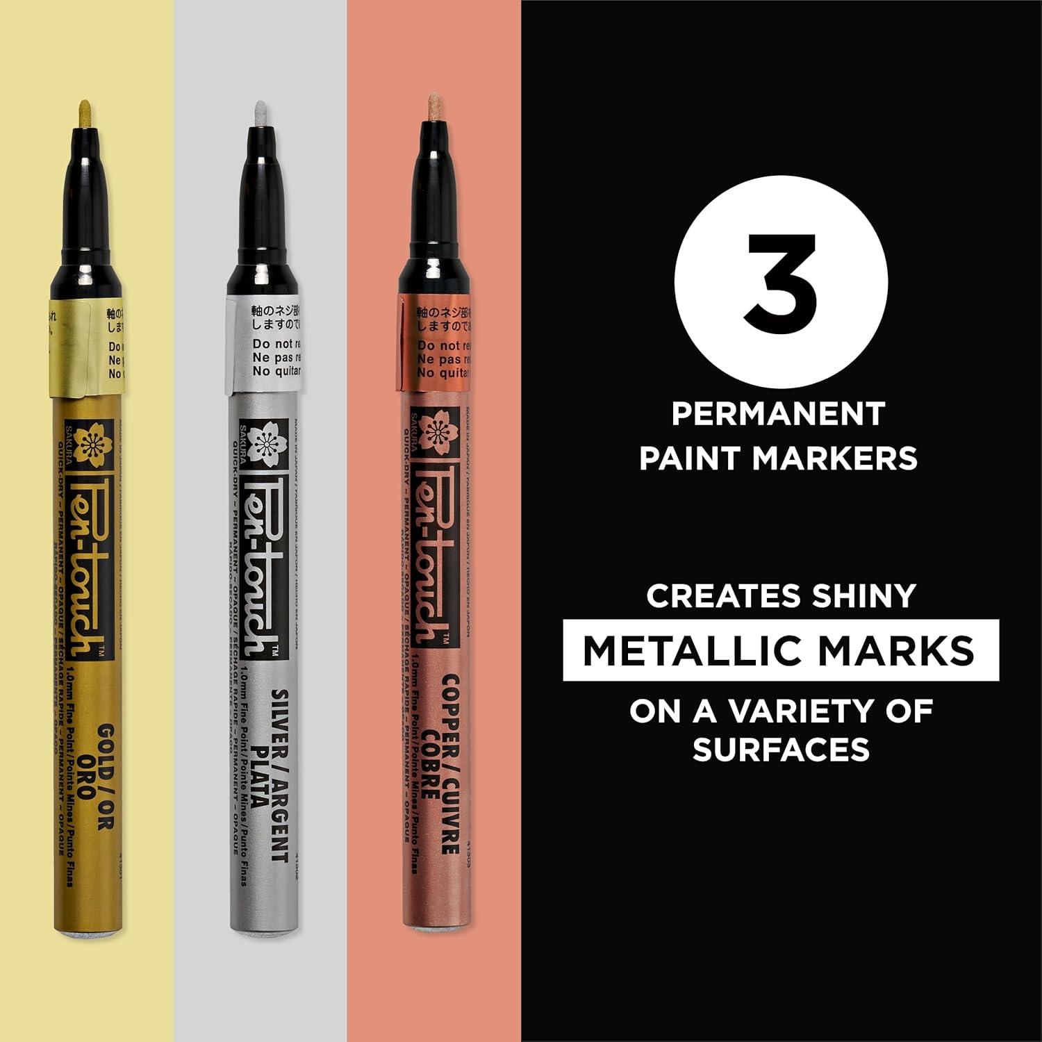 SAKURA 42392 7-Piece Fine Pentouch Paint Marker, 1.0mm, Yellow, Red, Purple, Green, Blue, White and Black(1 Count (Pack of 3))