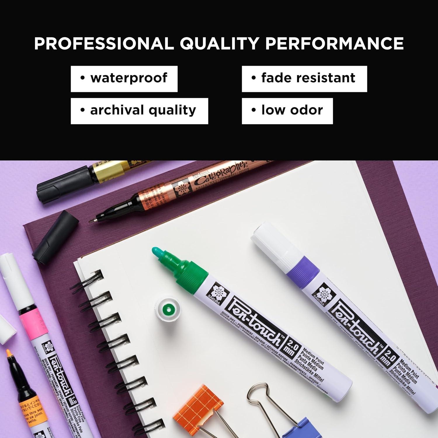 SAKURA 42392 7-Piece Fine Pentouch Paint Marker, 1.0mm, Yellow, Red, Purple, Green, Blue, White and Black(1 Count (Pack of 3)) - view 3