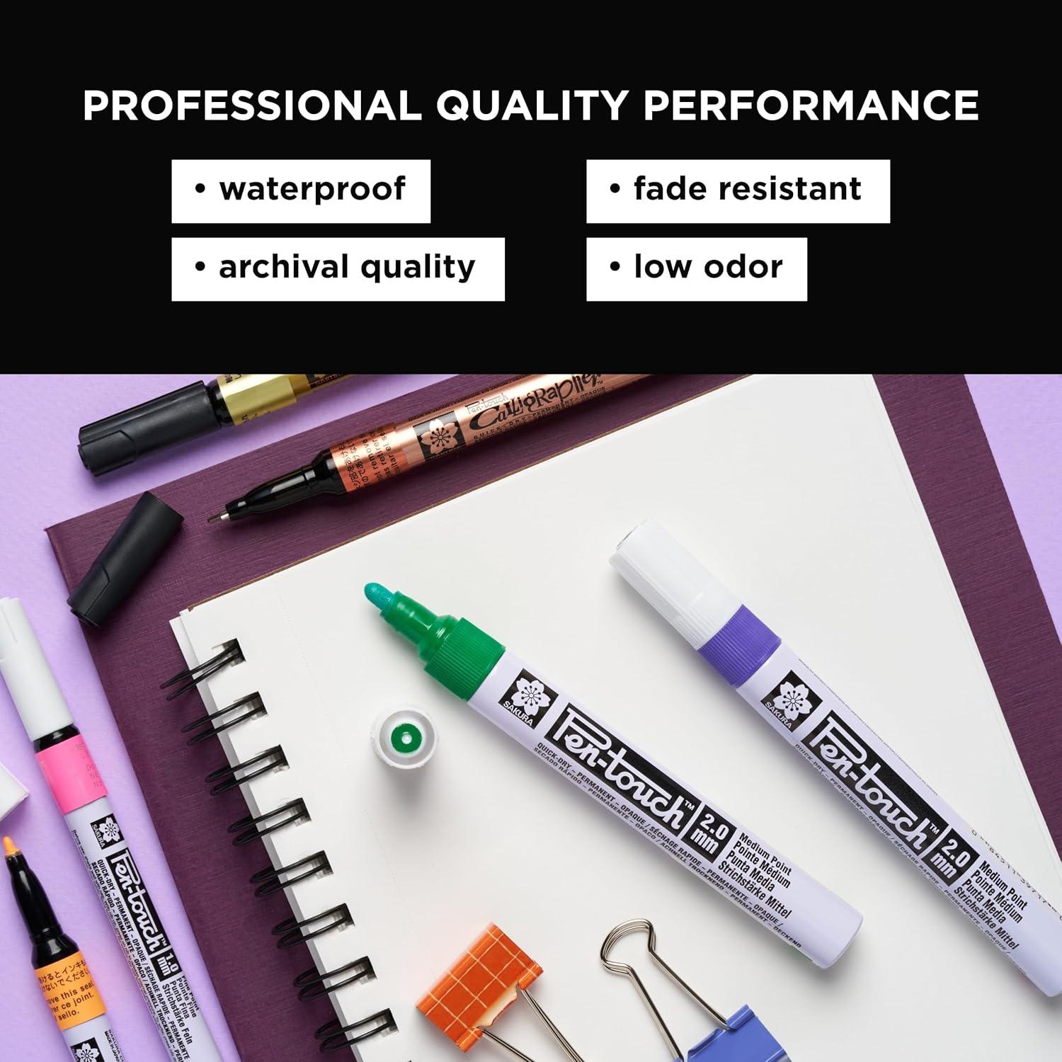 SAKURA 42392 7-Piece Fine Pentouch Paint Marker, 1.0mm, Yellow, Red, Purple, Green, Blue, White and Black(1 Count (Pack of 7)) - view 3