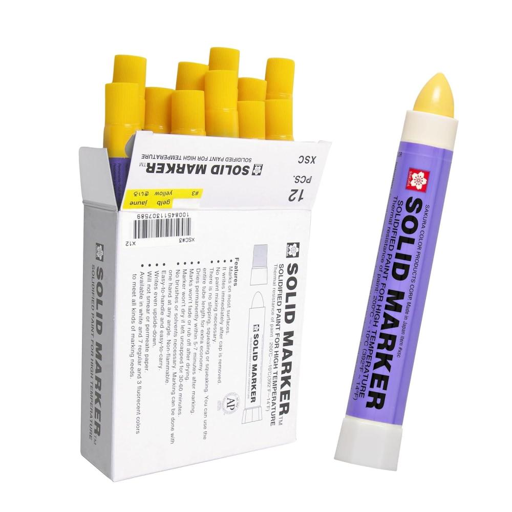 Sakura Solid Paint Markers – Permanent Marker Paint Pens – Window, Wood, & Glass Marker – White Paint – 12 Pack(Yellow) - view 2