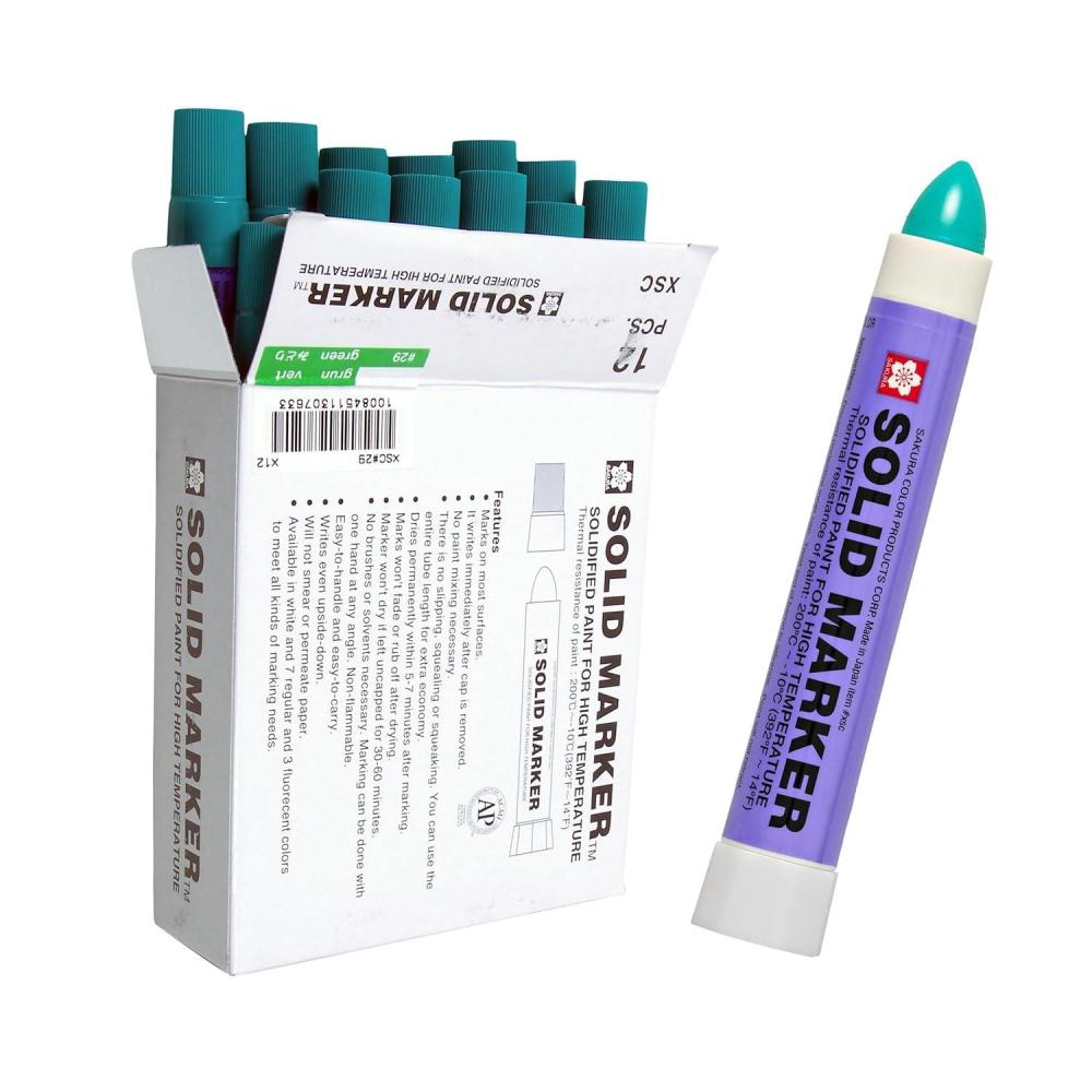 Sakura Solid Paint Markers – Permanent Marker Paint Pens – Window, Wood, & Glass Marker – White Paint – 12 Pack(Green)