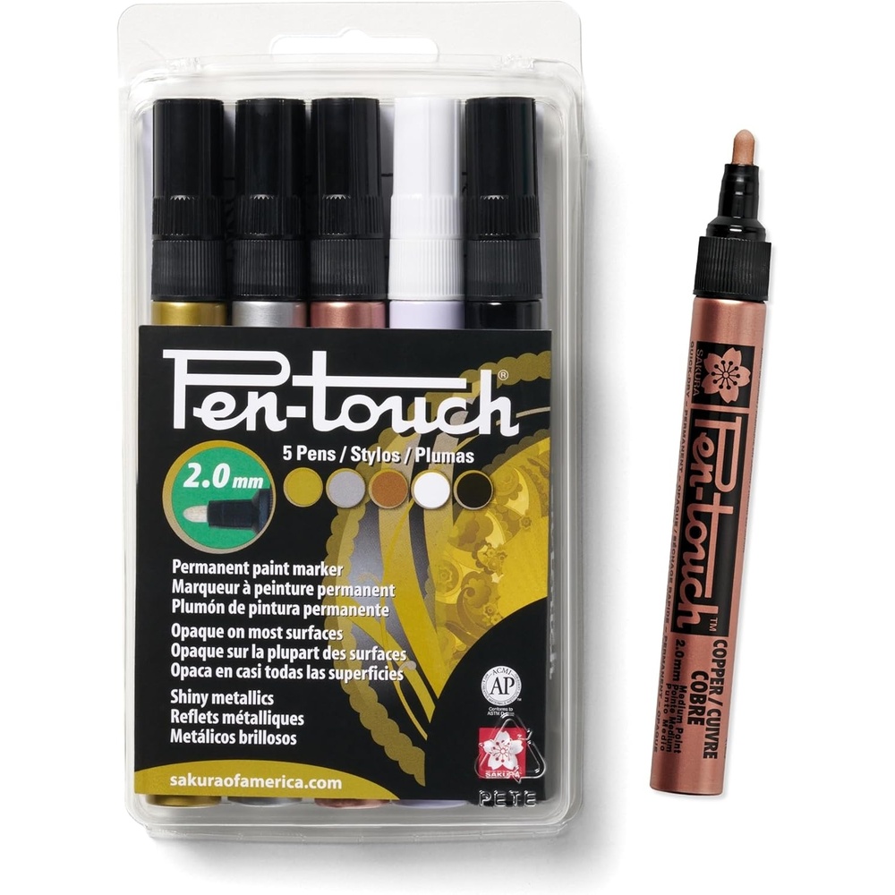 SAKURA 42592 5-Piece 2.0mm Pentouch Paint Marker, Medium, Yellow, Red, Purple, Green and Blue, Medium 5-pc b Set(1 Count (Pack of 5)) - view 2