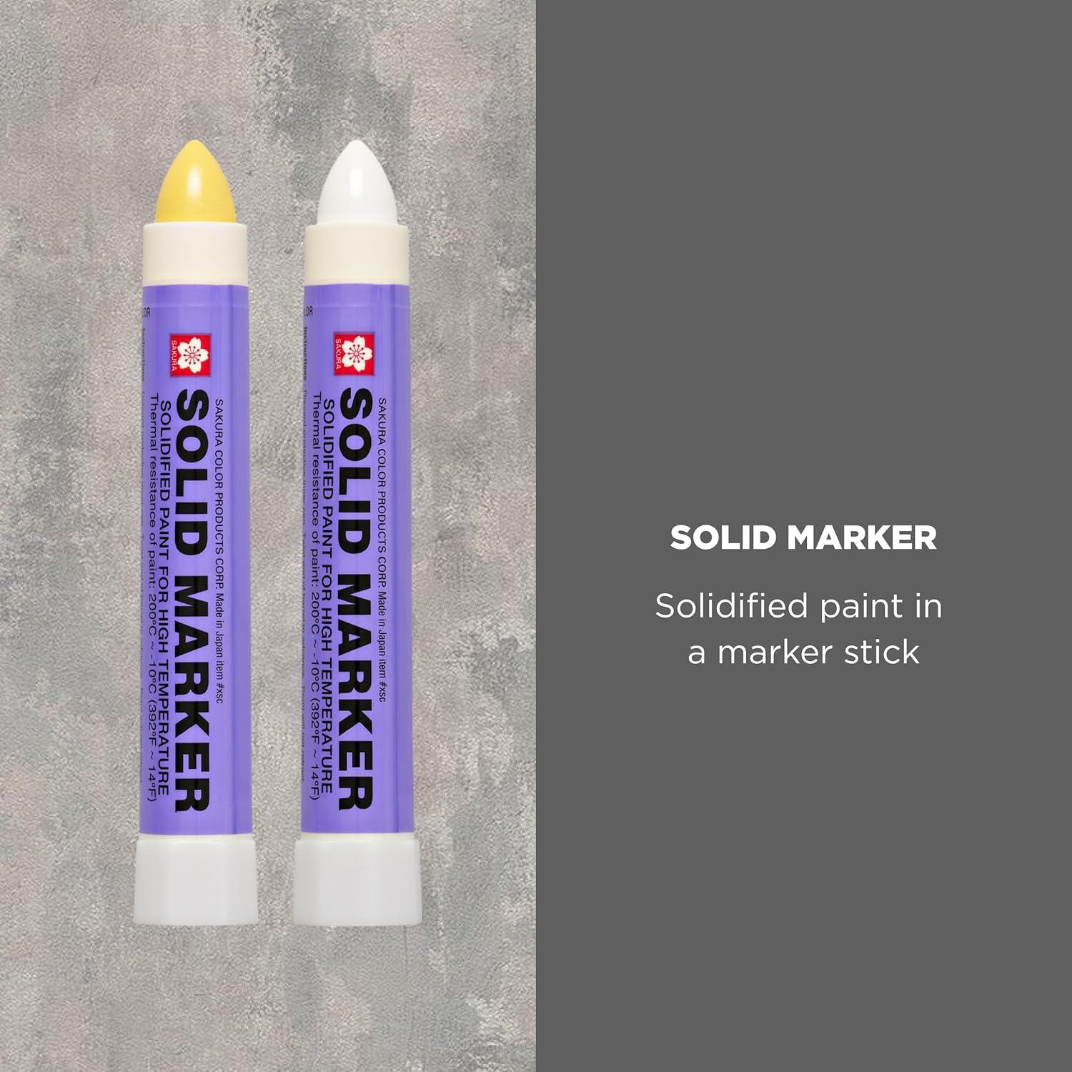 Sakura Solid Paint Markers – 12 Permanent Marker Paint Pens – Window, Wood & Glass Marker – Assorted Colors – 6 White & 6 Yellow – 12 Pack