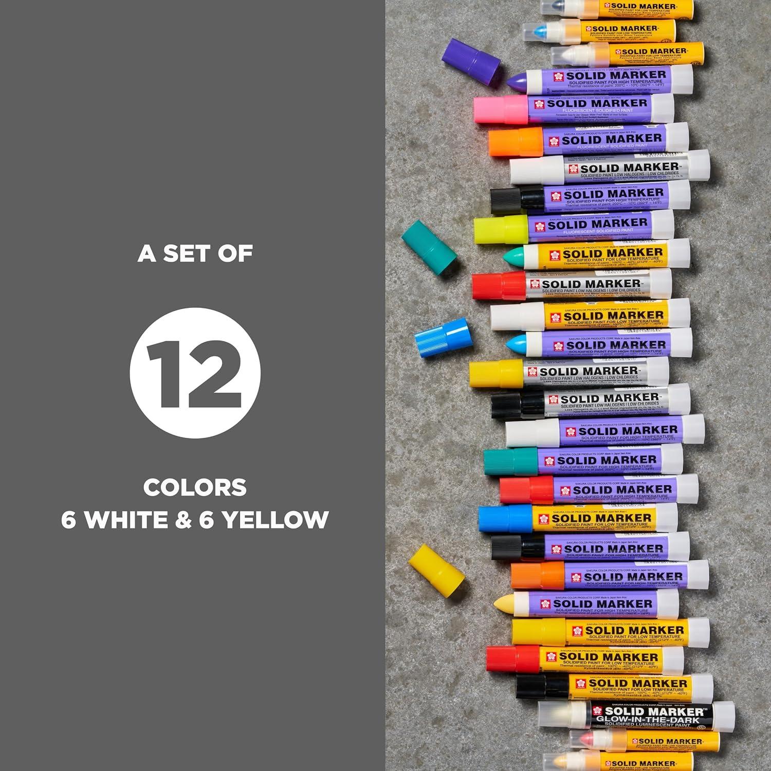 Sakura Solid Paint Markers – 12 Permanent Marker Paint Pens – Window, Wood & Glass Marker – Assorted Colors – 6 White & 6 Yellow – 12 Pack - view 5