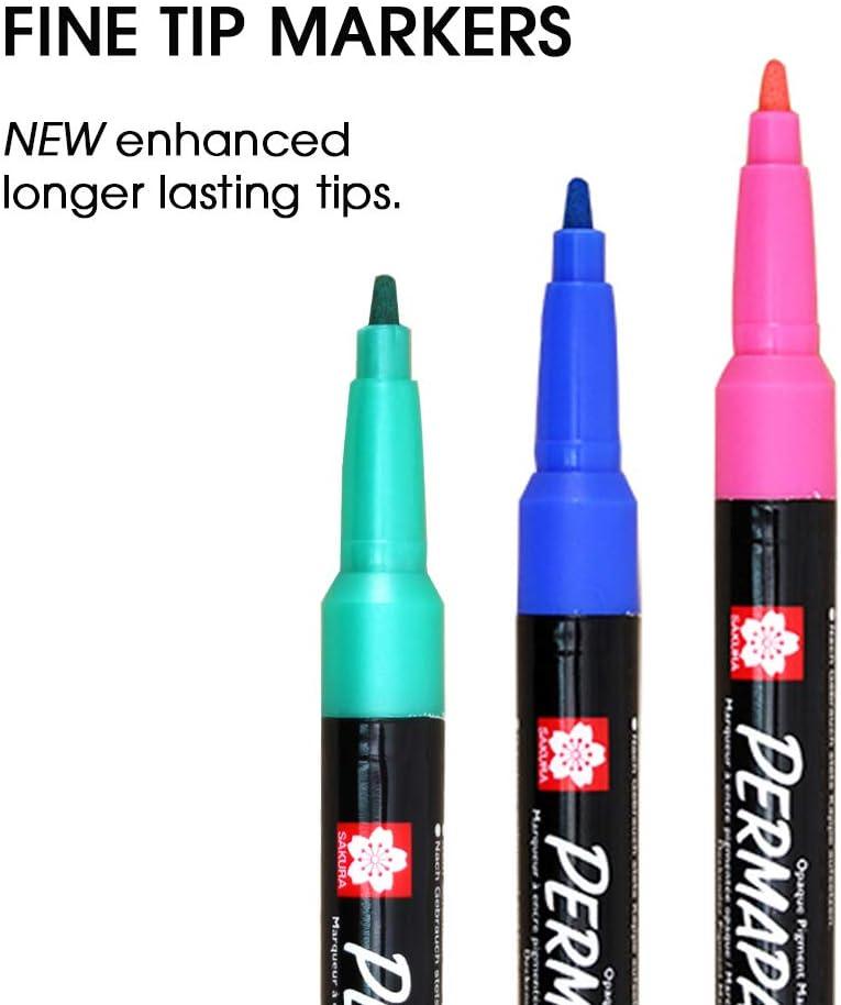SAKURA Permapaque Fine Point Markers, Bright 7 PK #58319(Metallic)