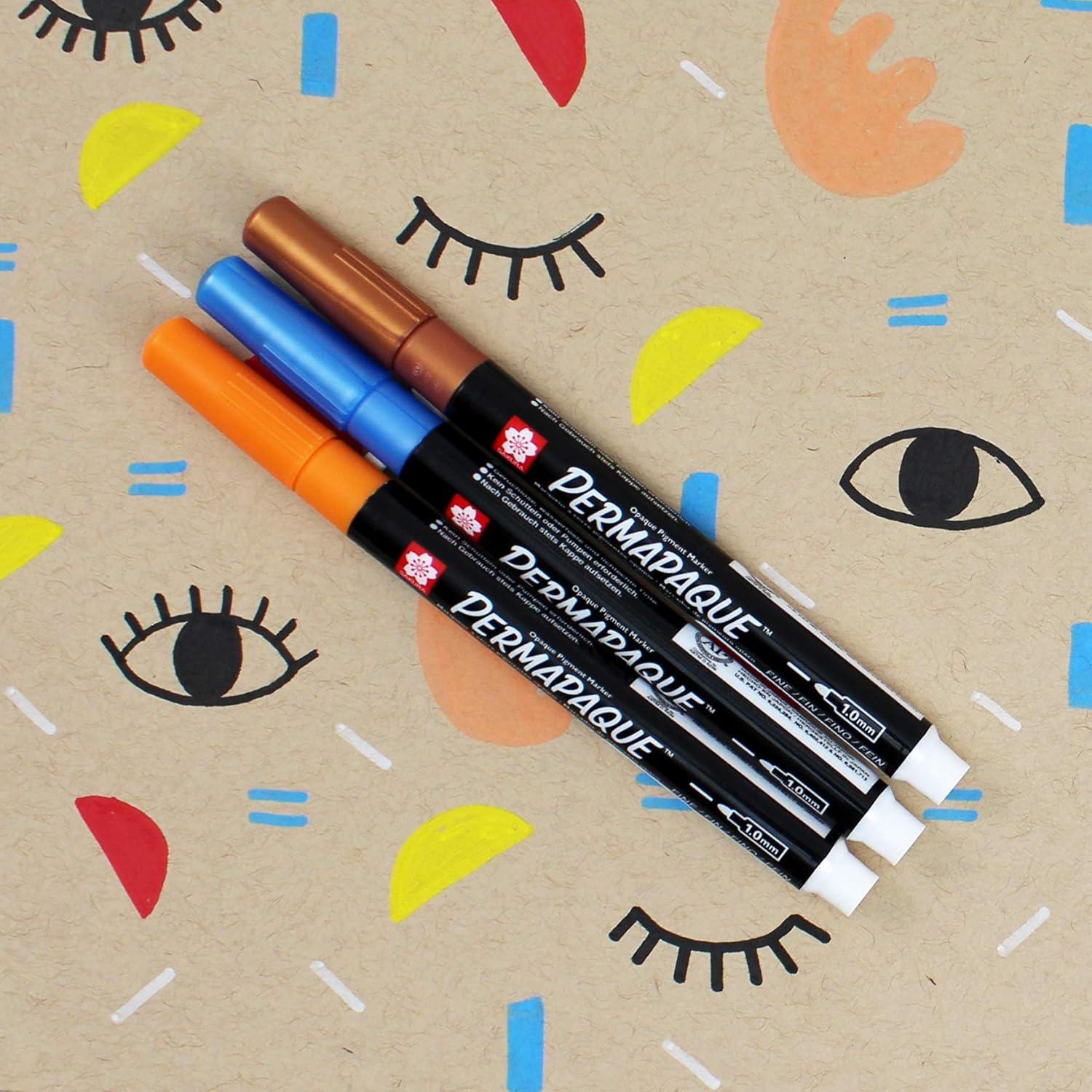 SAKURA Permapaque Fine Point Markers, Bright 7 PK #58319(Metallic) - view 6