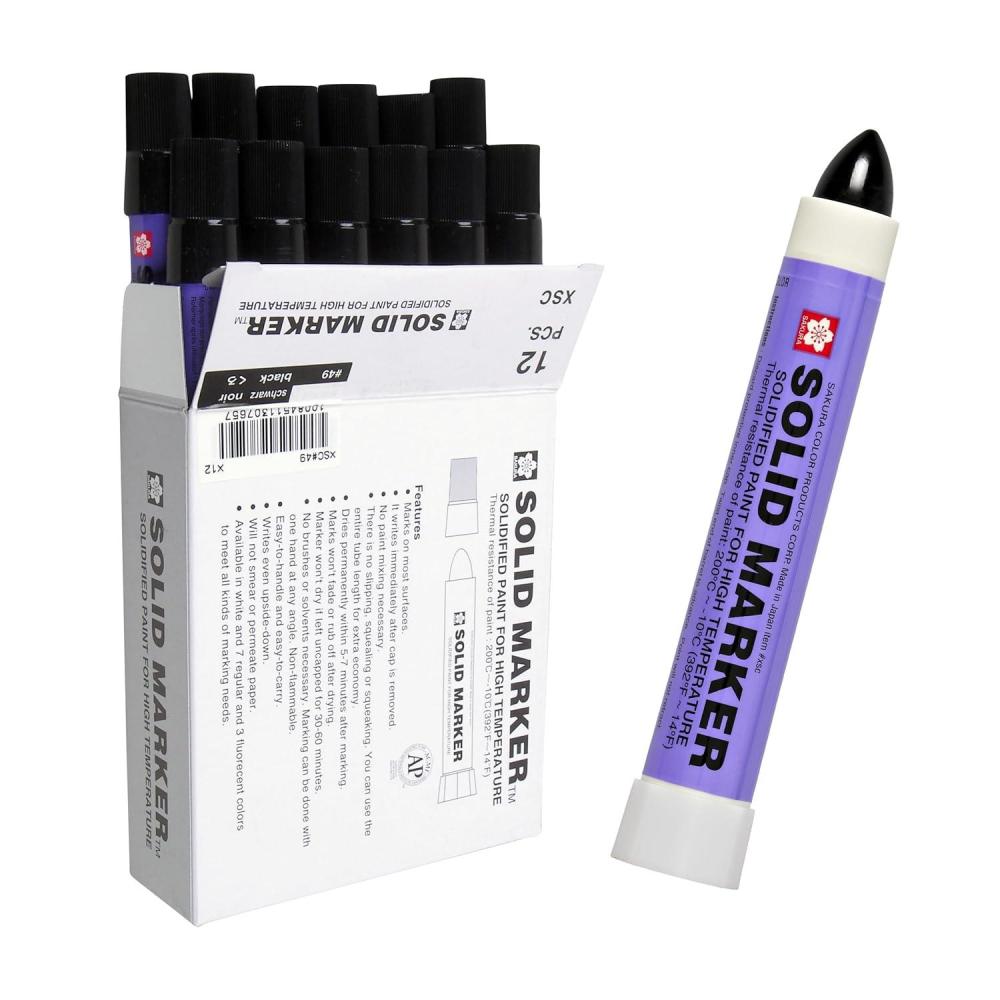 Sakura Solid Paint Markers – Permanent Marker Paint Pens – Window, Wood, & Glass Marker – White Paint – 12 Pack(Black) - view 2