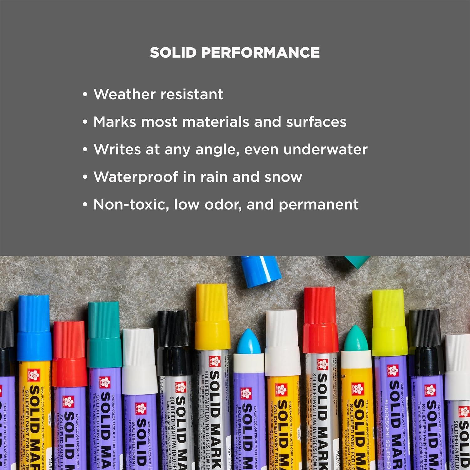 Sakura Solid Paint Markers – 8 Permanent Marker Paint Pens – Window, Wood & Glass Marker – Assorted Colors – White, Black, Yellow, Orange, Purple, Blue, Red & Green – 8 Pack - view 3