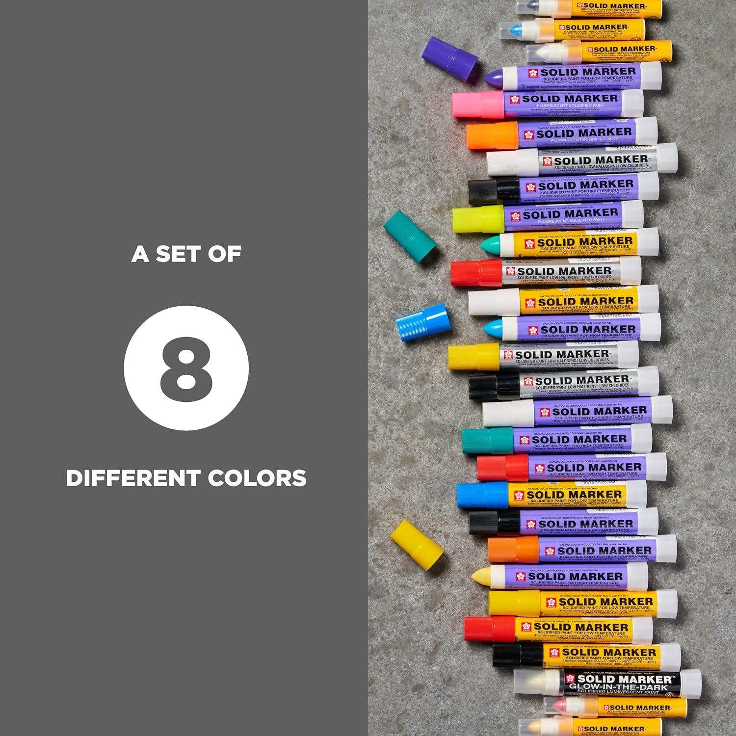 Sakura Solid Paint Markers – 8 Permanent Marker Paint Pens – Window, Wood & Glass Marker – Assorted Colors – White, Black, Yellow, Orange, Purple, Blue, Red & Green – 8 Pack - view 5