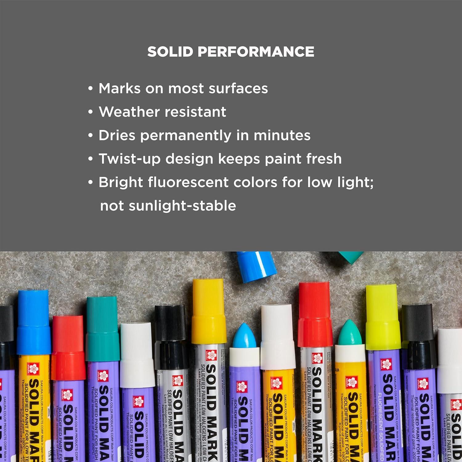 SAKURA Solid Marker – Mess-Free Paint Marker for Indoor & Outdoor Applications – Multi-Surface – Low Odor, No Drip & Non-Toxic – Quick Drying in 5-10 Minutes – 13mm Tip – Fluorescent Green – 3 Count - view 3