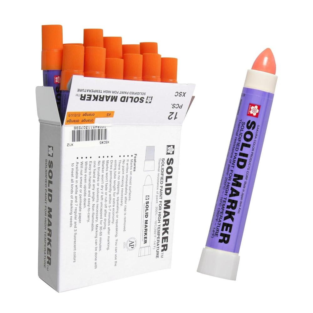 Sakura Solid Paint Markers – Permanent Marker Paint Pens – Window, Wood, & Glass Marker – White Paint – 12 Pack(Orange)