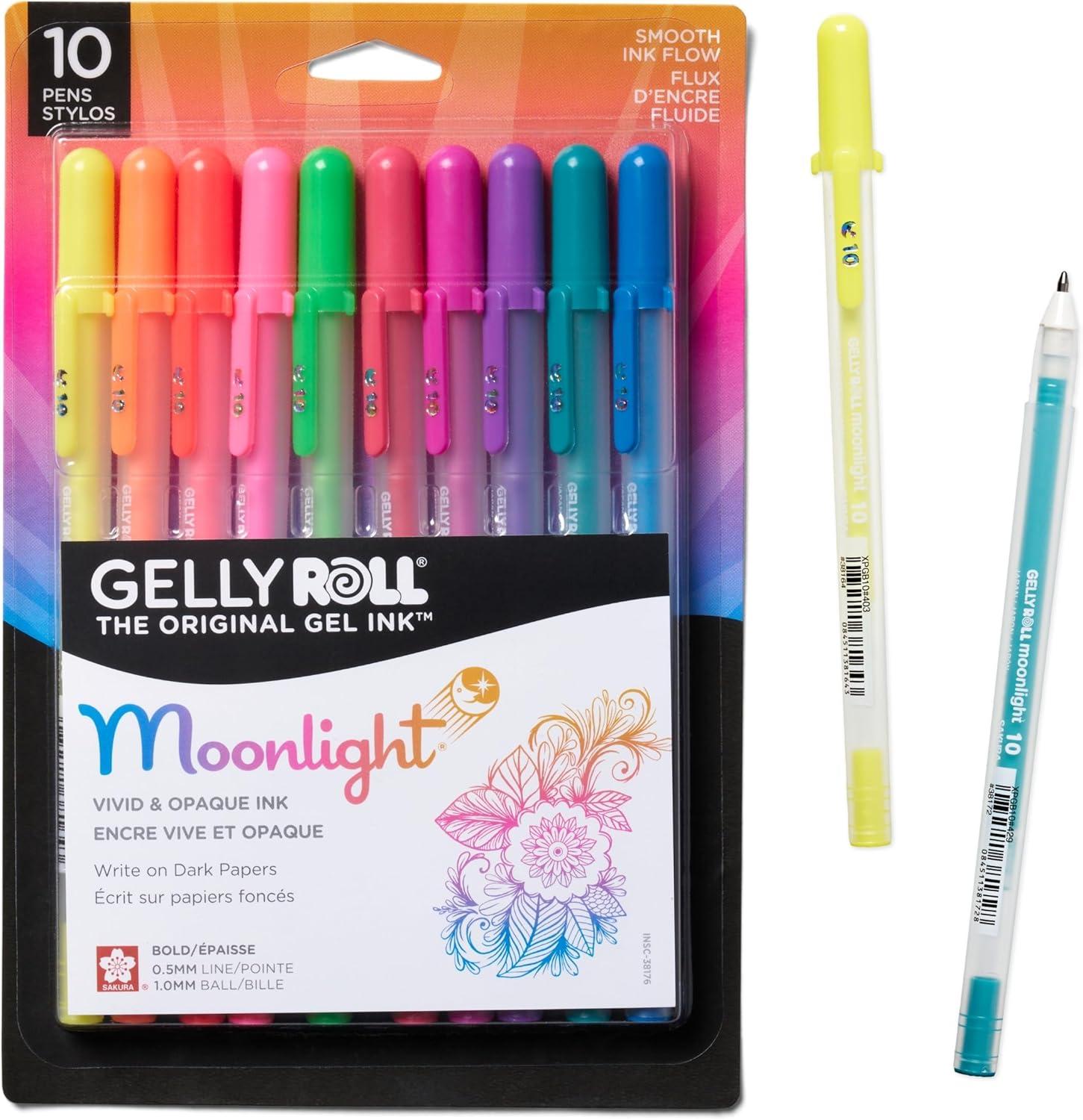 SAKURA Gelly Roll Moonlight 10 Pastel & Opaque Gel Pens – Bold Point Ink Pen for Journaling, Art, Calligraphy, or Drawing – Assorted Pastel Ink – Bold Line – 10 Pack(Bright) - view 6