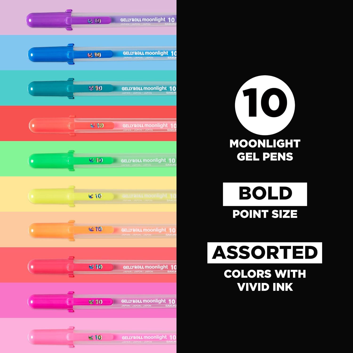 SAKURA Gelly Roll Moonlight 10 Pastel & Opaque Gel Pens – Bold Point Ink Pen for Journaling, Art, Calligraphy, or Drawing – Assorted Pastel Ink – Bold Line – 10 Pack(Bright) - view 7