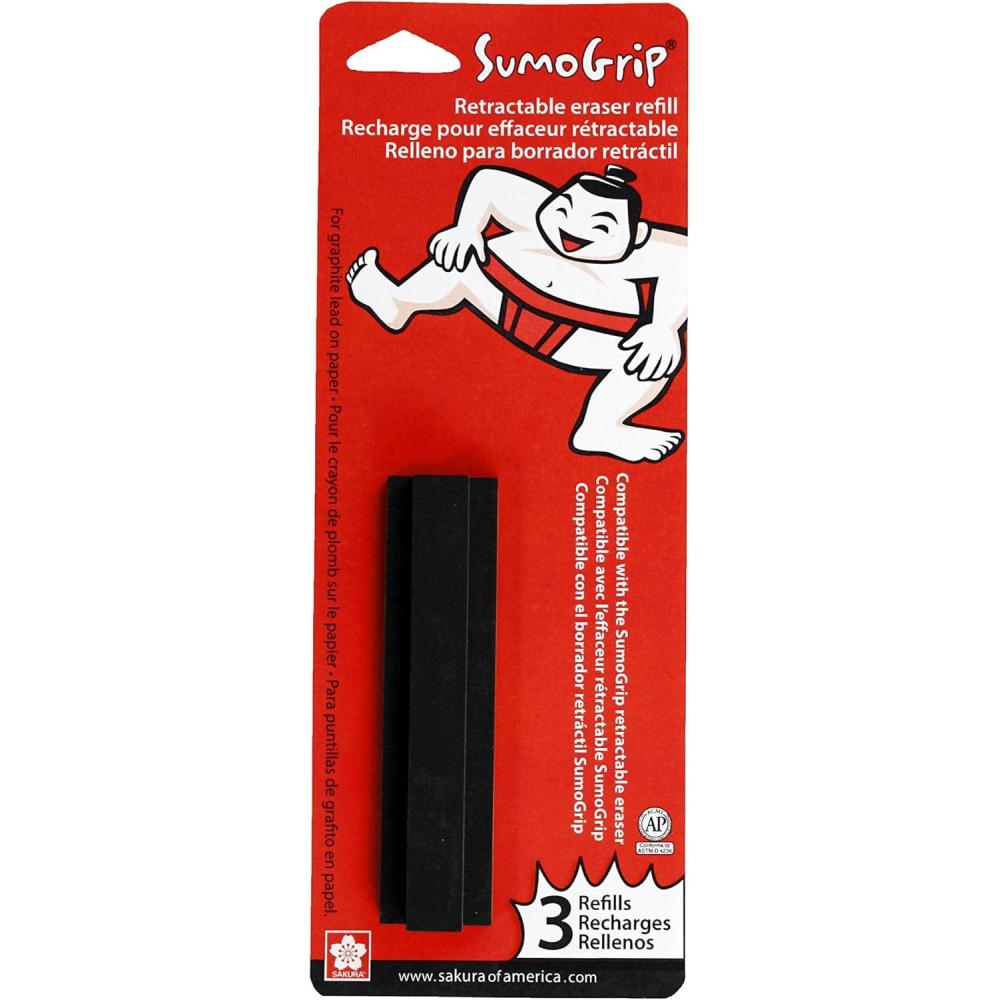 SAKURA 50258 Sumogrip Premium Block Eraser(SumoGrip Retractable Eraser Refill 3CT) - view 2