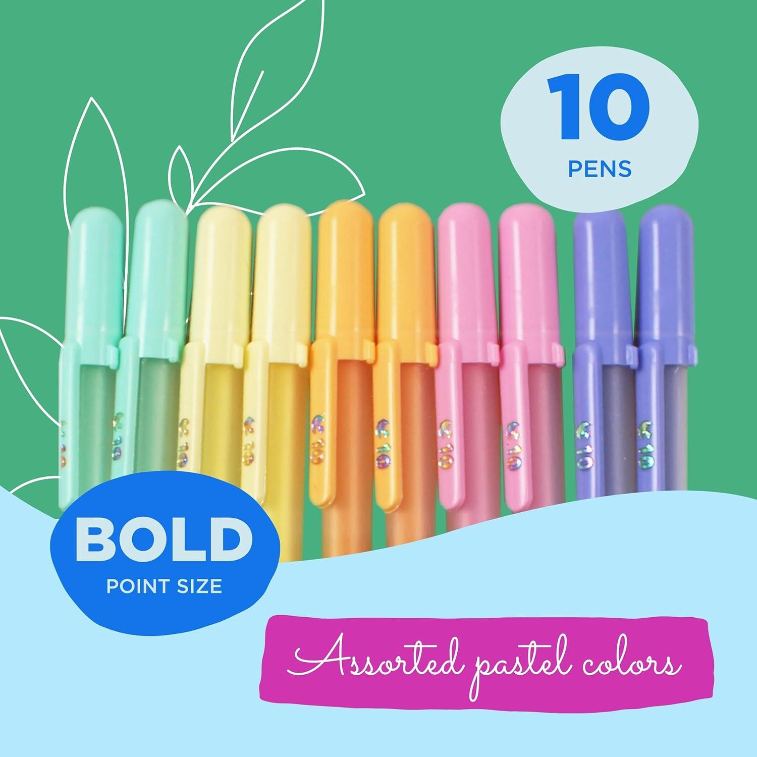 SAKURA Gelly Roll Moonlight 10 Pastel & Opaque Gel Pens – Bold Point Ink Pen for Journaling, Art, Calligraphy, or Drawing – Assorted Pastel Ink – Bold Line – 10 Pack(Green orange pink yellow)