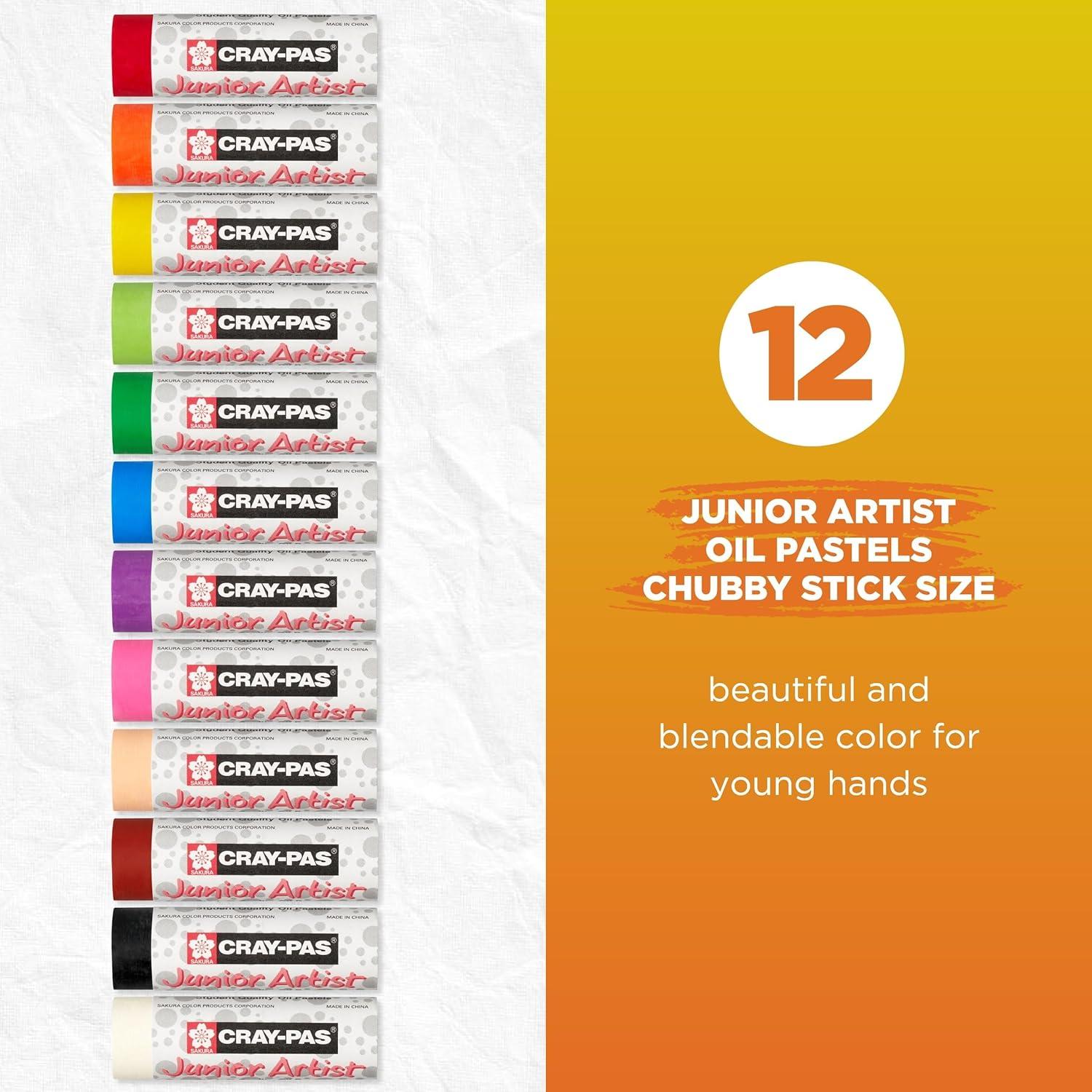 SAKURA Cray-Pas Junior Artist Oil Pastels, 16 Count (Pack of 1), Colors may vary(Chubbies 12 Color Set) - view 2