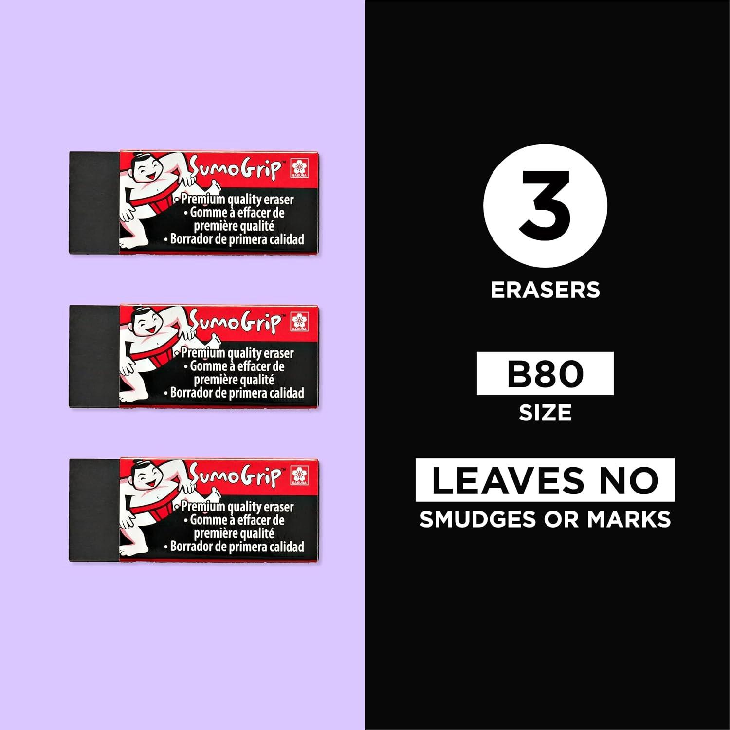 SAKURA 50258 Sumogrip Premium Block Eraser(SumoGrip Premium Block Eraser B80 – 3 CT) - view 2