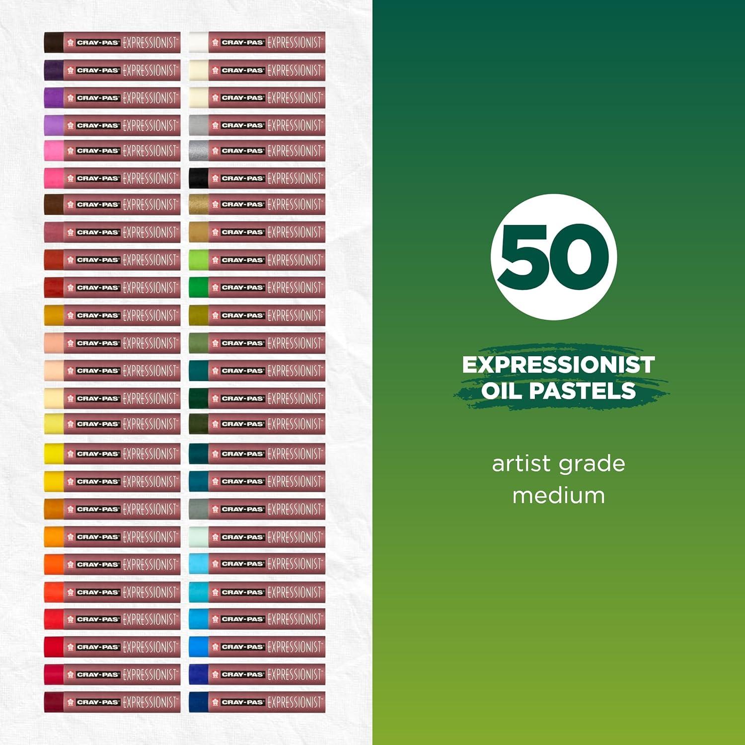 SAKURA XLP50 50-Piece Cray-Pas Expressionist Oil Pastel Set, Assorted Color(1 Count (Pack of 50))