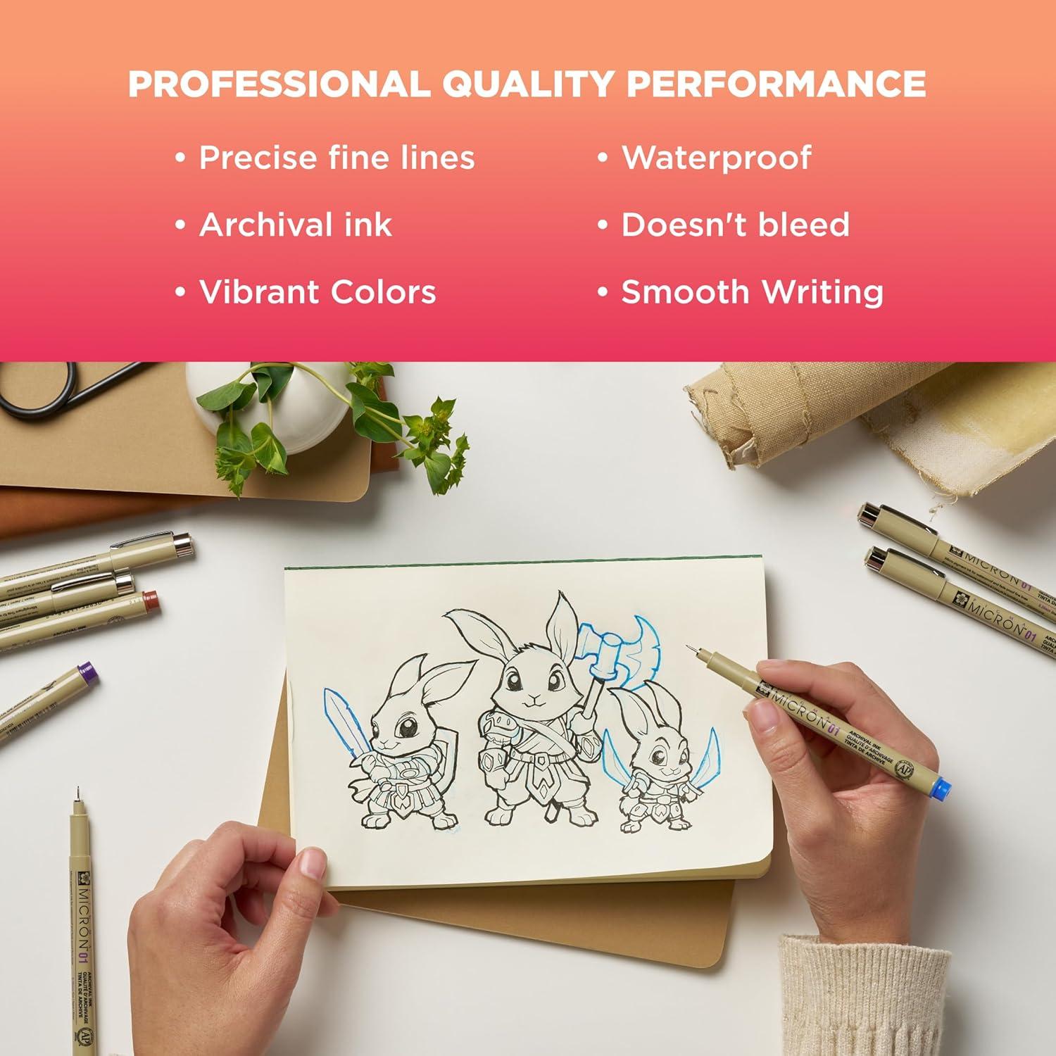 SAKURA Micron PN Soft Nib, 6 Ass’t Archival Colors, 50221(8 Pen Pack) - view 3