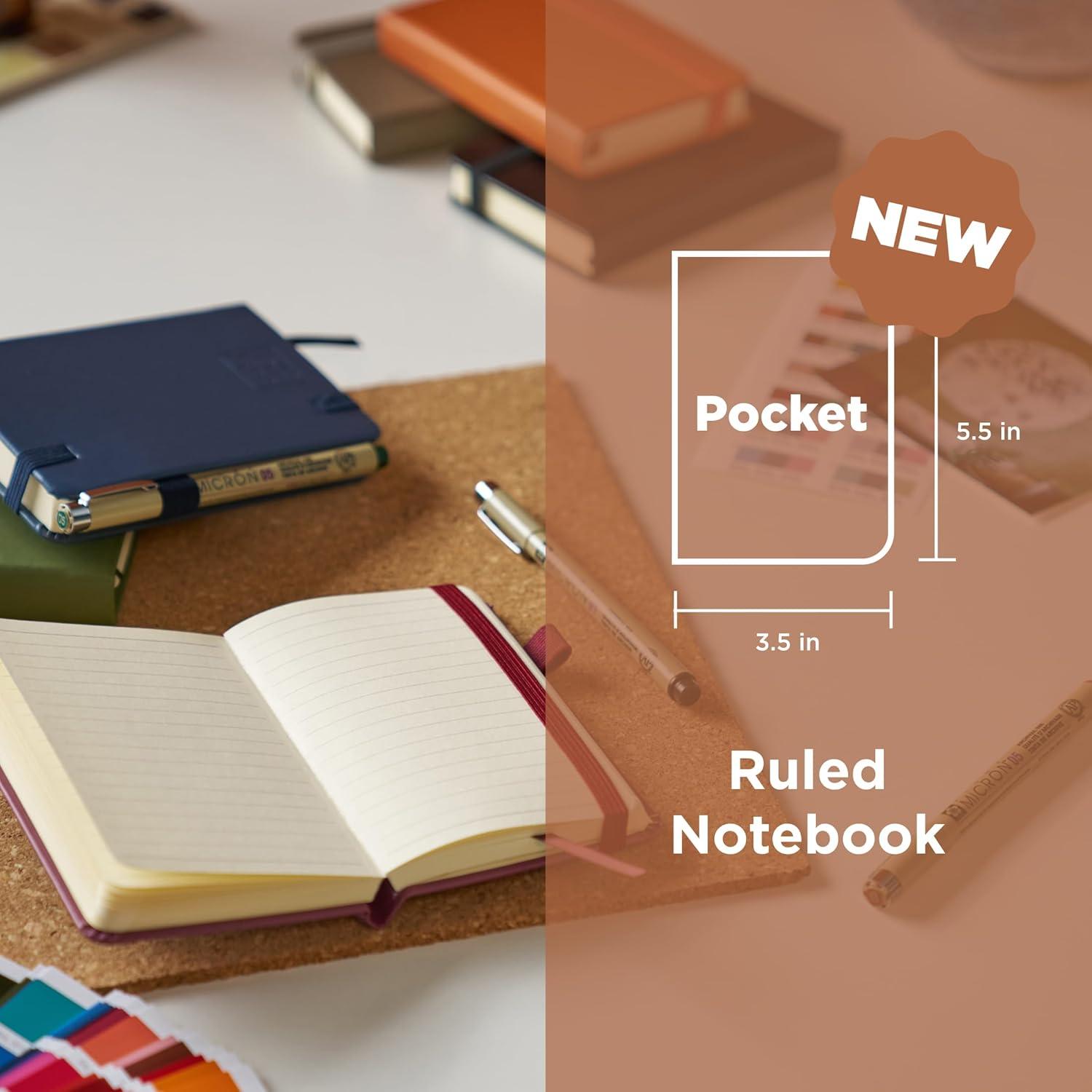 Sakura Notebook Ruled Pocket – Japanese-Inspired Lined Notebook for Effortless Writing – 140 GSM Paper – Built-in Pen Holder – 3.5 x 5.5″ – Pine Needle, Deep Indigo & Mulberry – 3 Count(Pine Needle  Deep Indigo & Mulberry)