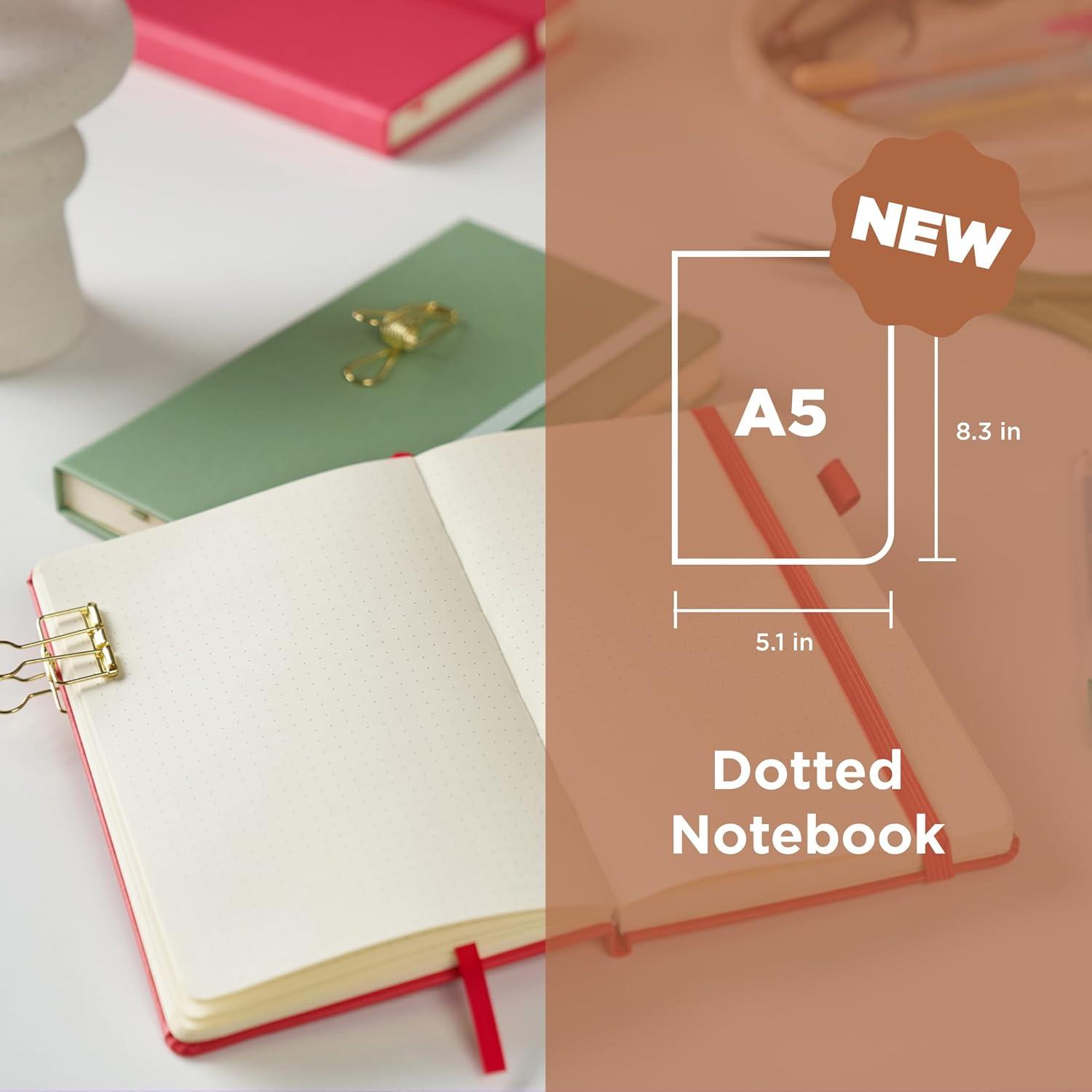 Sakura Notebook Dotted A5 – Japanese-Inspired Dotted Notebook for Effortless Writing – 140 GSM Paper – Hardcover – Expandable Inner Pocket – Flat-Lay Stitch Binding – 5.1 x 8.3″ – Plum Blossom(Plum Blossom)