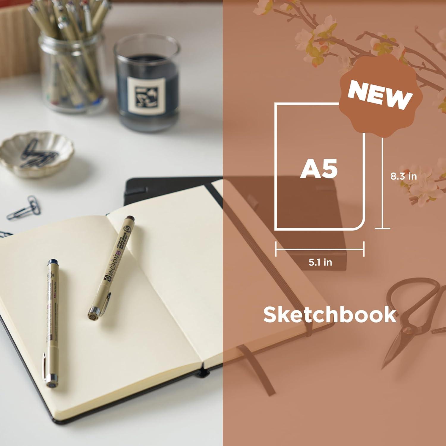 Sakura Sketchbook A5 – Drawing Sketchbook for Visual Journaling, Effortless Sketching & Personal Use – 140 GSM Paper – Hardcover Hardcover – 160 Pages – 5.1 x 8.3″ – Black – Cream Paper(Cream Paper)