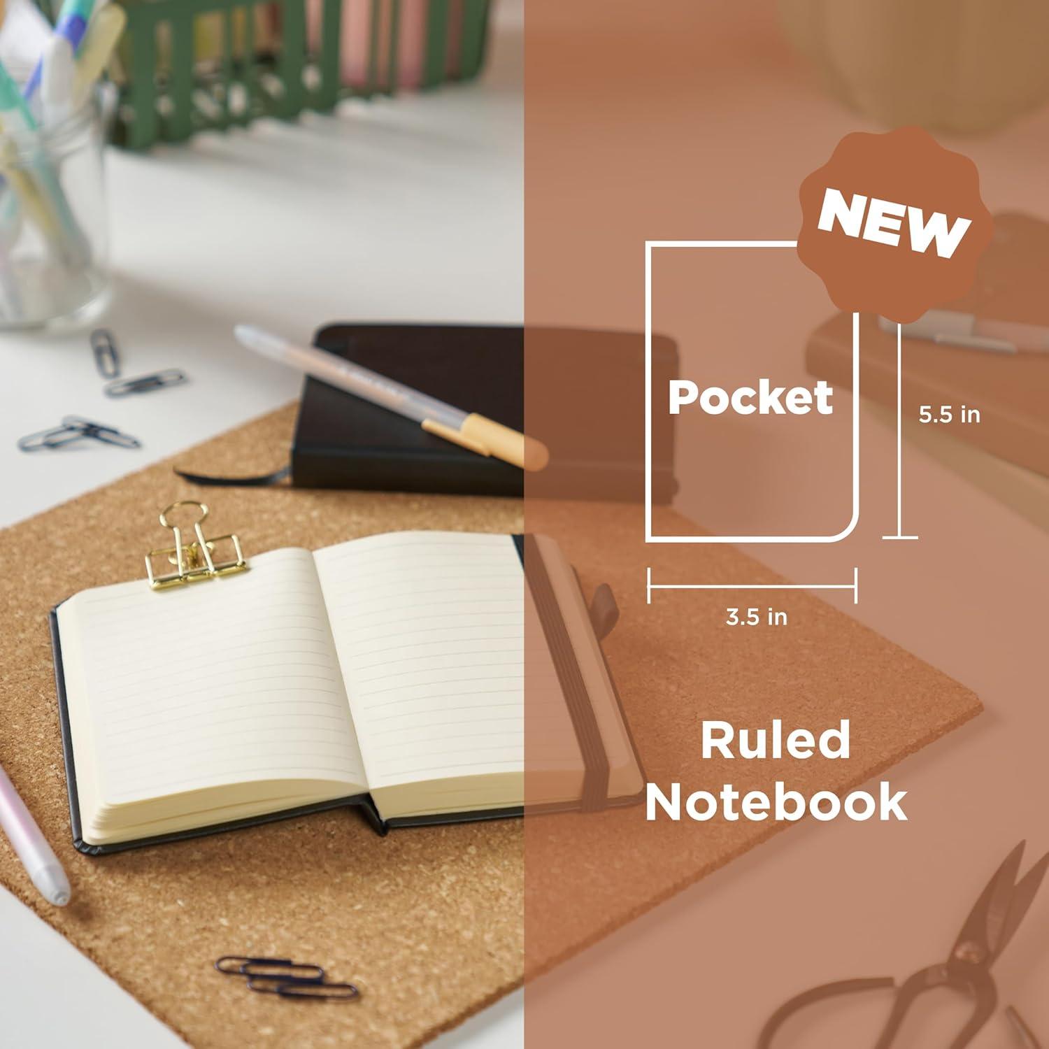 Sakura Notebook Ruled Pocket – Japanese-Inspired Lined Notebook for Effortless Writing – 140 GSM Paper – Built-in Pen Holder – 3.5 x 5.5″ – Pine Needle, Deep Indigo & Mulberry – 3 Count(Black)