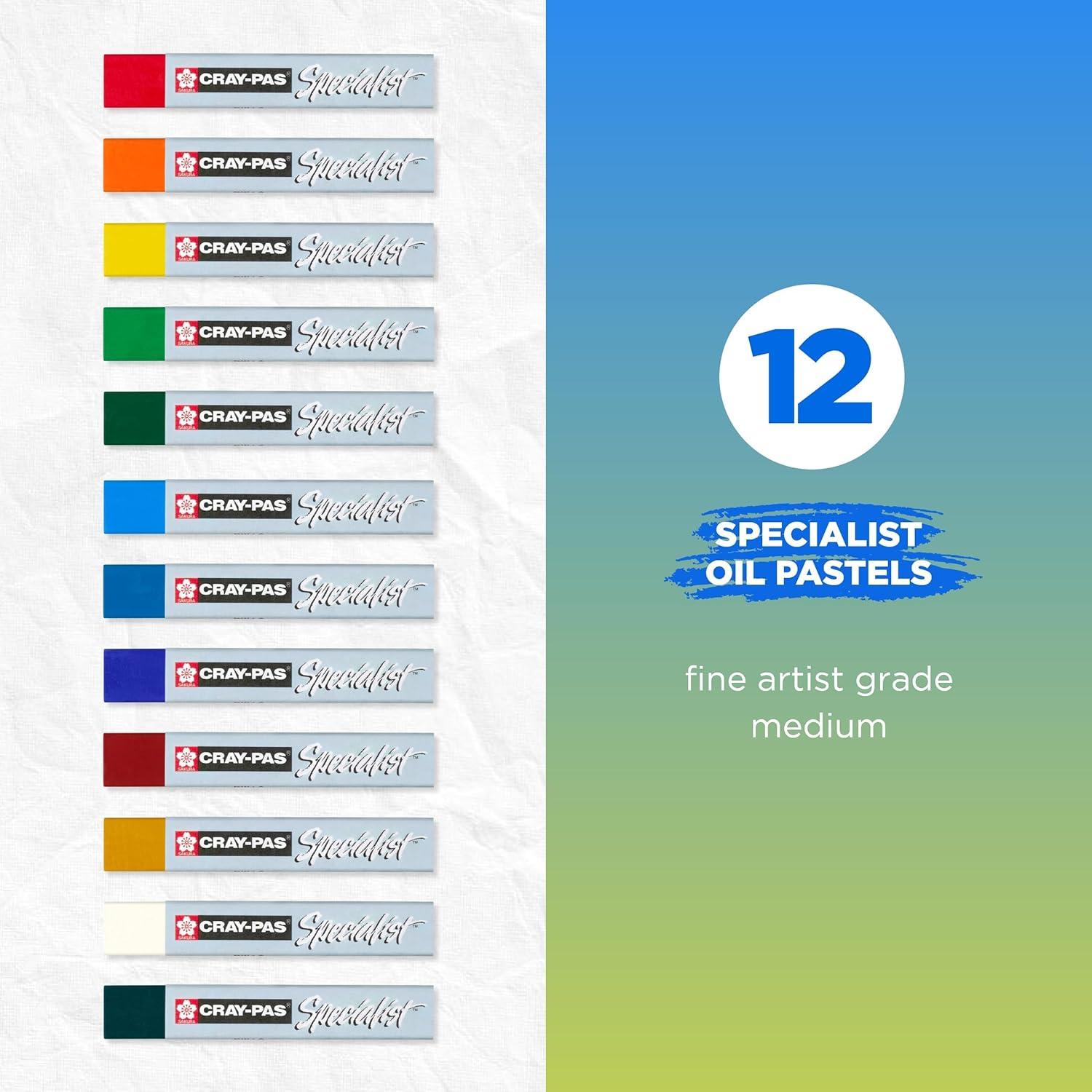 SAKURA 12-Piece Cray Pas Specialist Colors May Vary Oil Pastel Set(1 Count (Pack of 12))