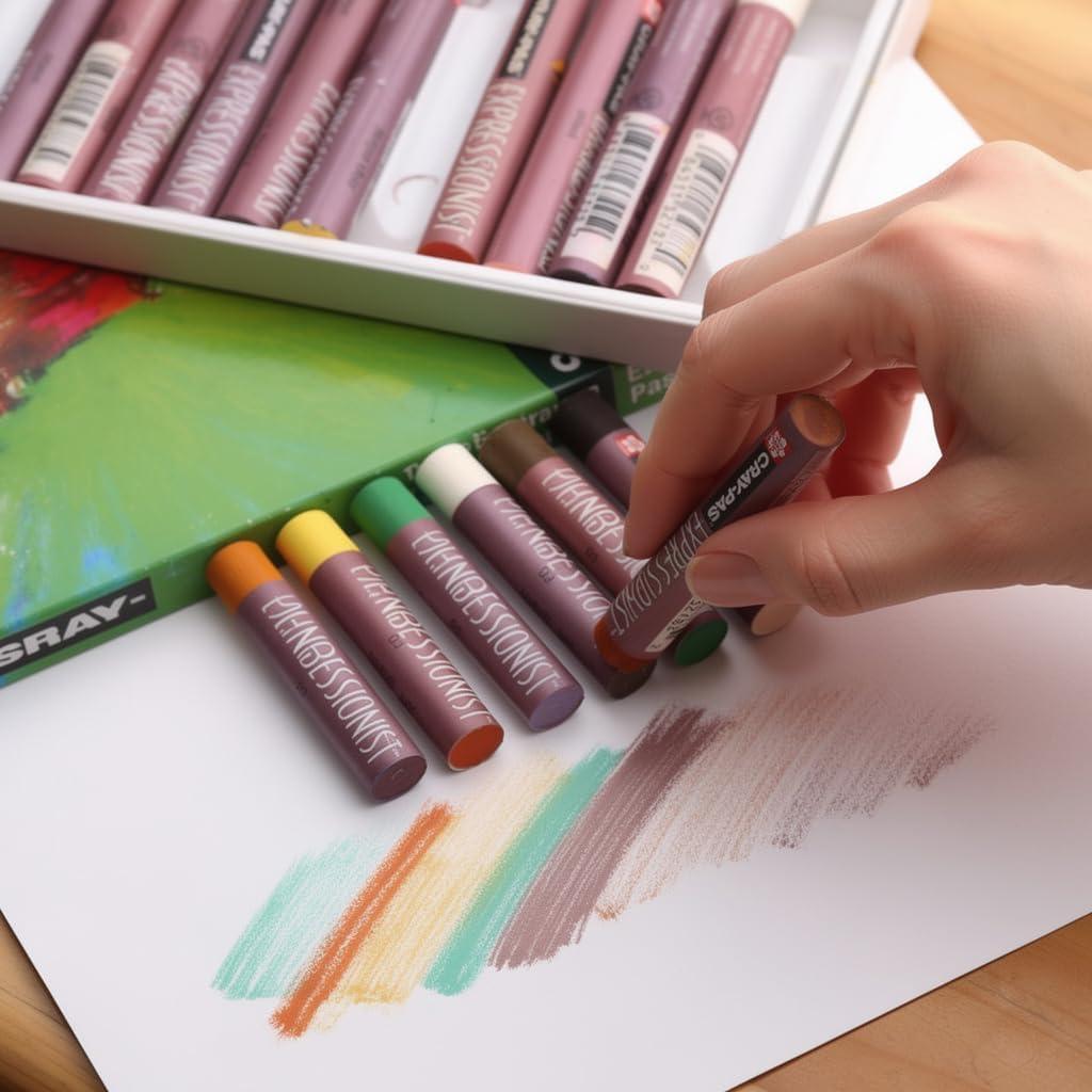 SAKURA XLP12 12-Piece Cray-Pas Expressionist Assorted Color Oil Pastel Set, Multicolor, 12 Color Set