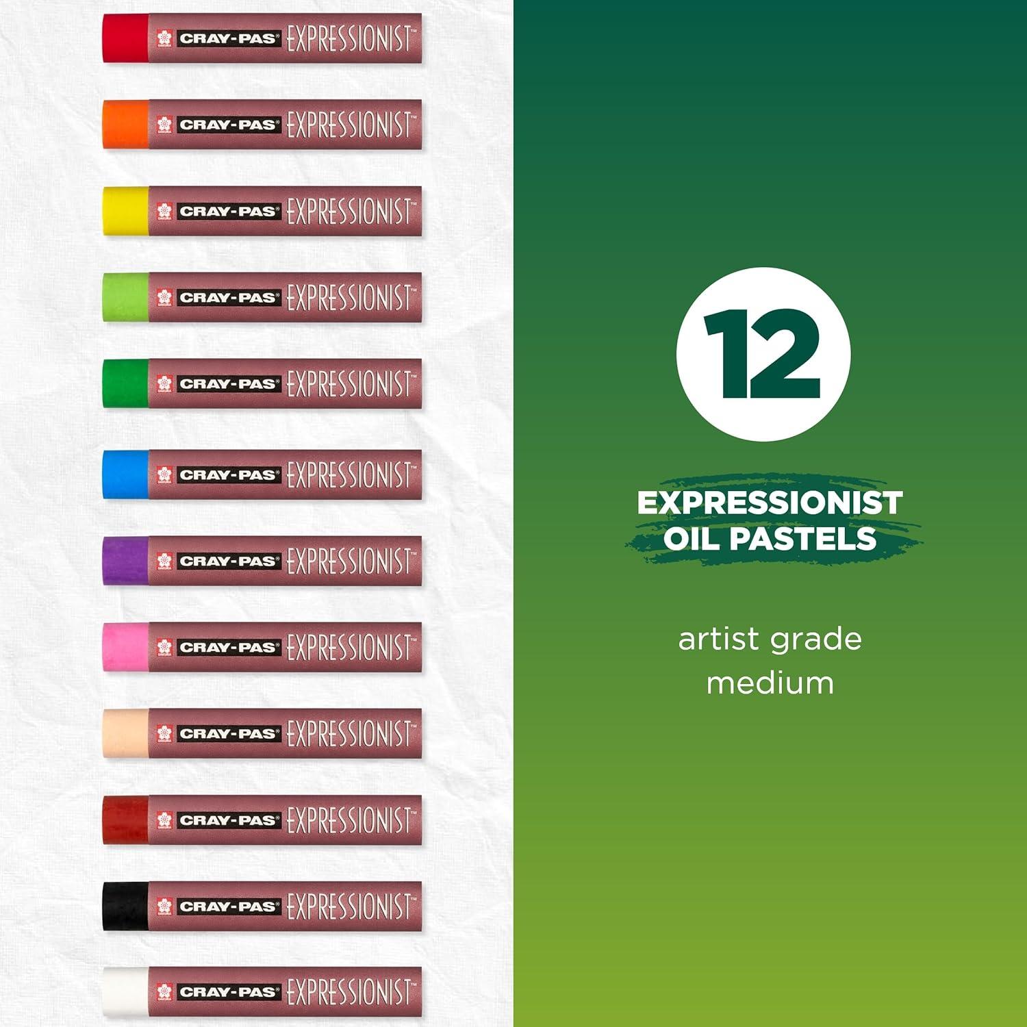 SAKURA XLP12 12-Piece Cray-Pas Expressionist Assorted Color Oil Pastel Set, Multicolor, 12 Color Set - view 2